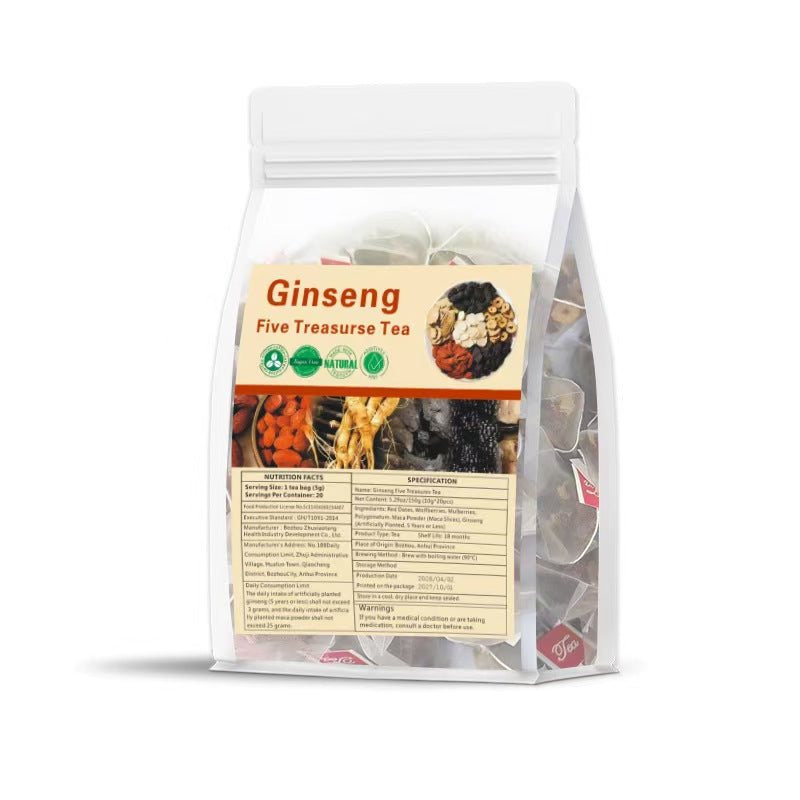 Ginseng Five Treasure Tea - Natural Herbal | 20 Counts | Dropship