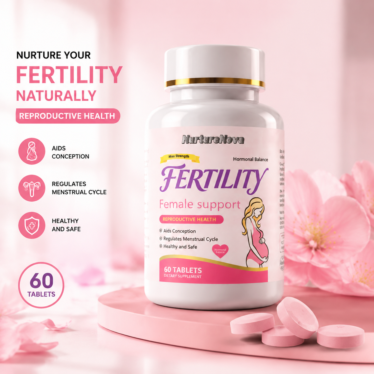 Female Fertility Tablets - Hormonal Balance | 60 Tablets | Dropship