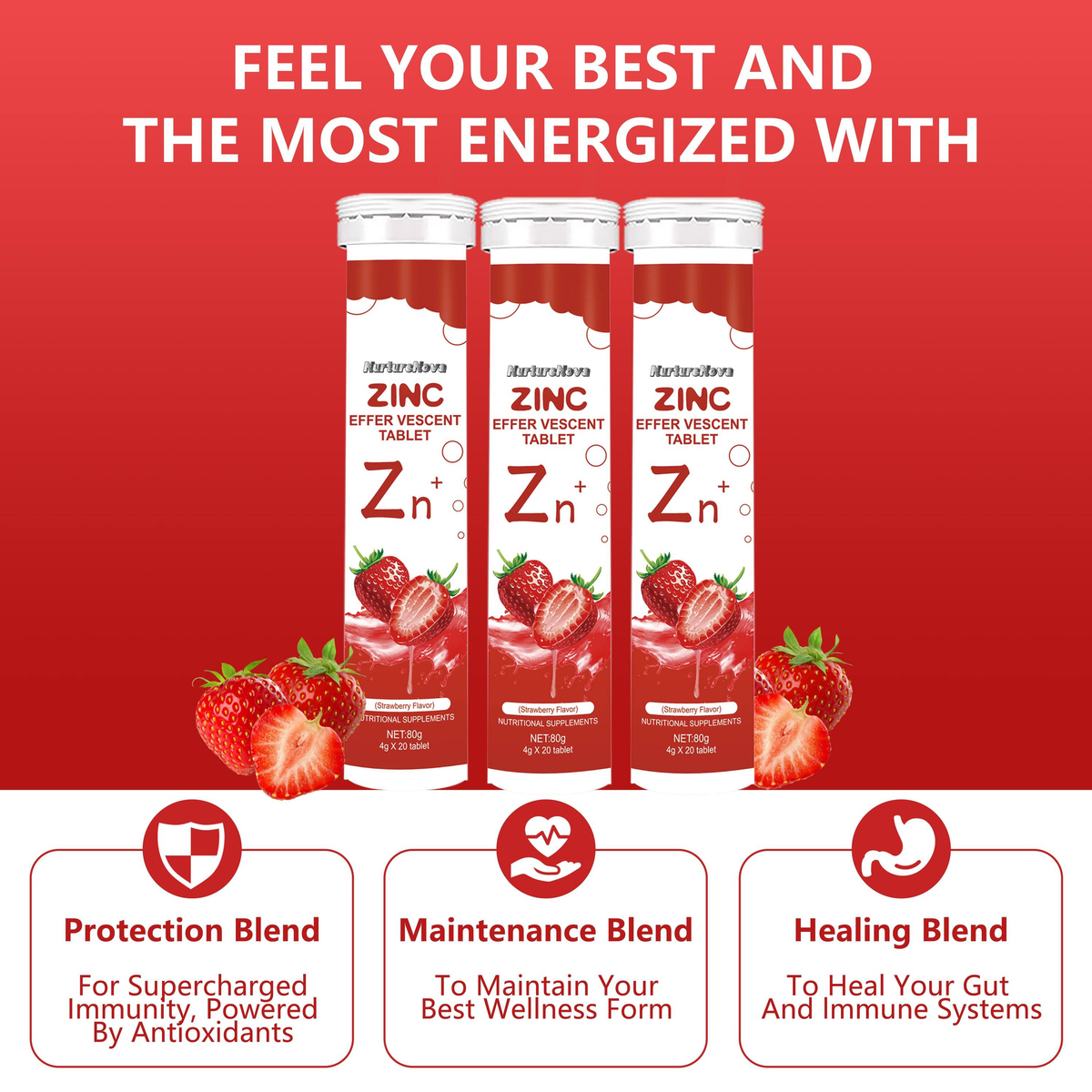 Zinc Effervescent Tablet‑Daily Zinc Supplement | 20 Tablets | Dropship