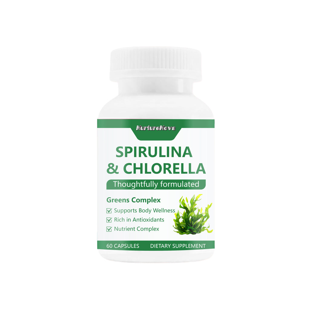 Spirulina & Chlorella Capsules Super Greens | 60ct | Dropship