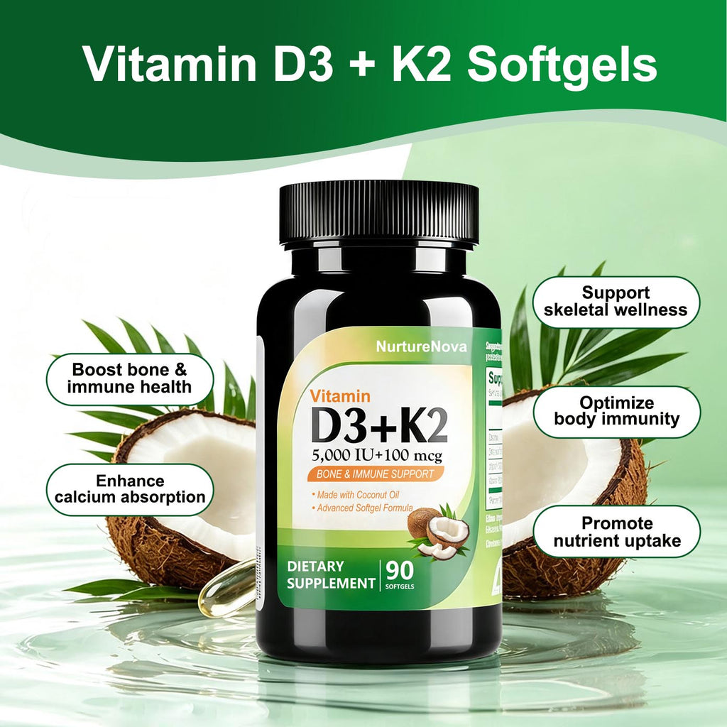 Vitamin D3+K2 Softgels‑Bone & Immune Support | 90 Softgels | Dropship