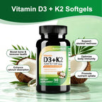 Vitamin D3+K2 Softgels‑Bone & Immune Support | 90 Softgels | Dropship