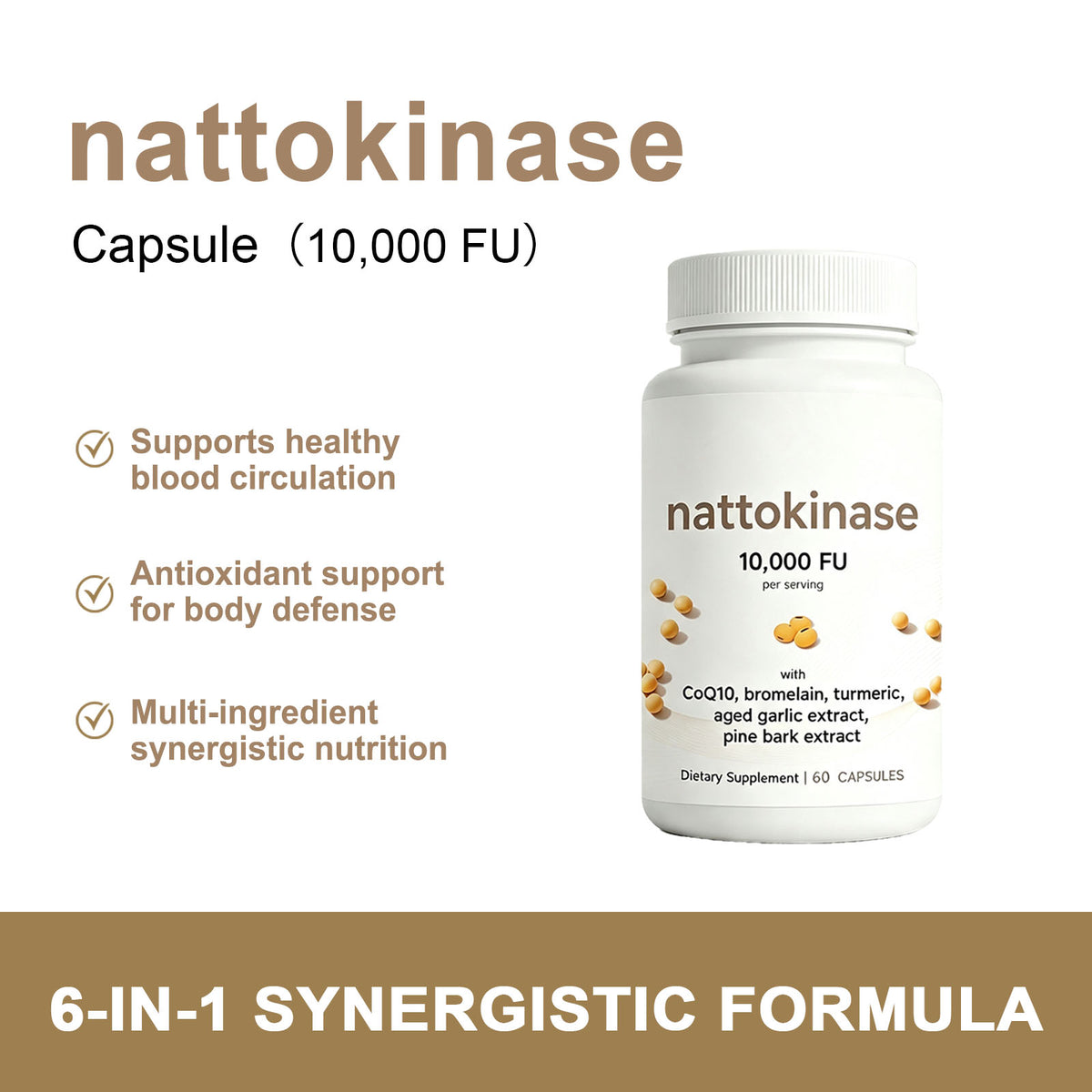 Nattokinase Capsules‑Supports body wellness | 60 Capsules | Dropship