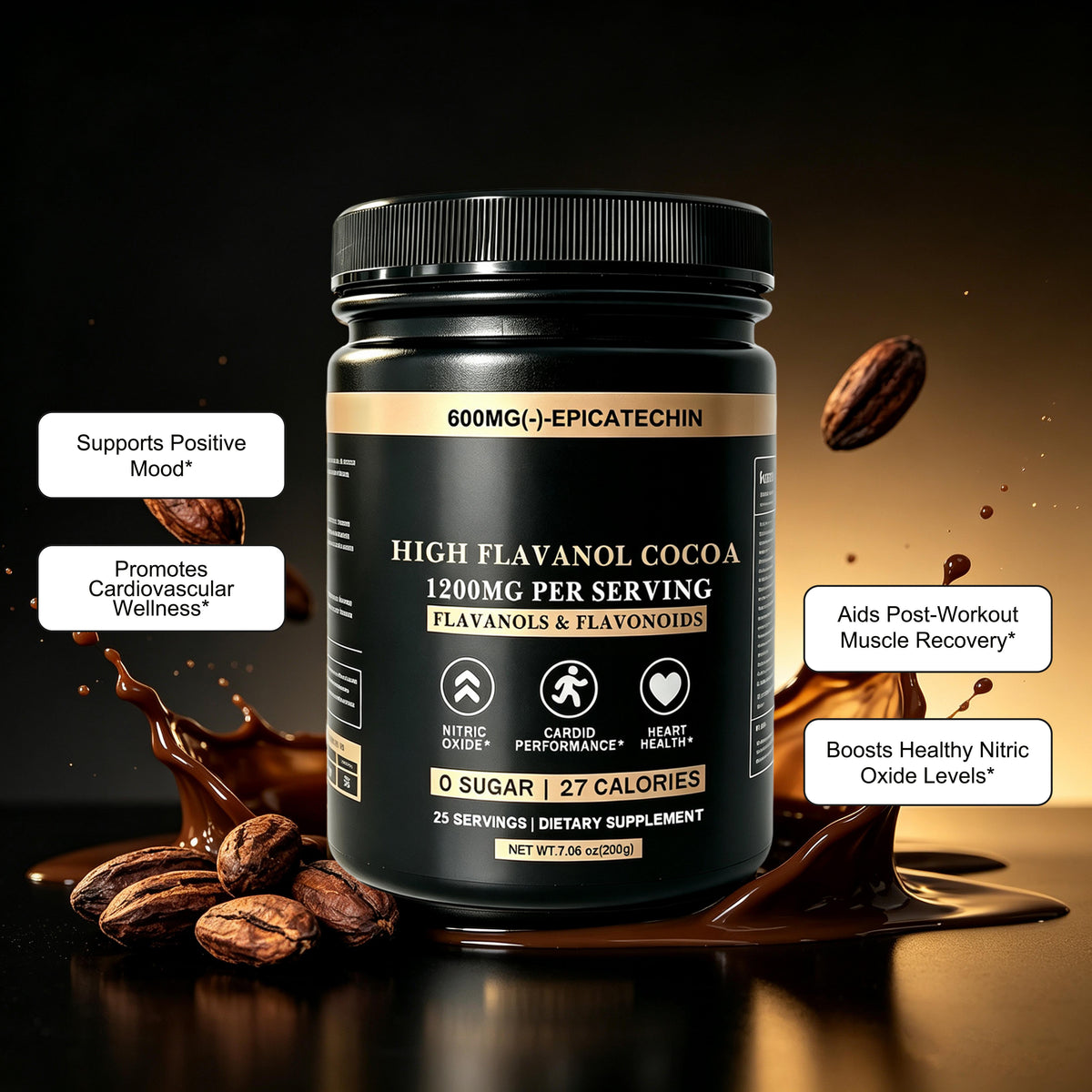 High Flavanol Cocoa Powder - Daily Wellness Support | 200g | Dropship