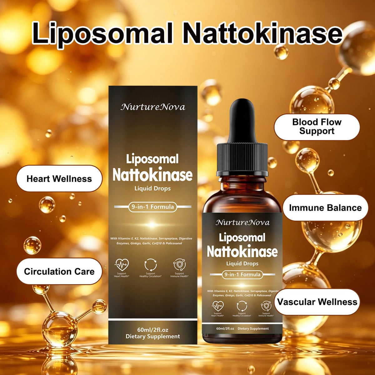 Liposomal Nattokinase Liquid Drops - Support Immune Health | 60ml | Dropship