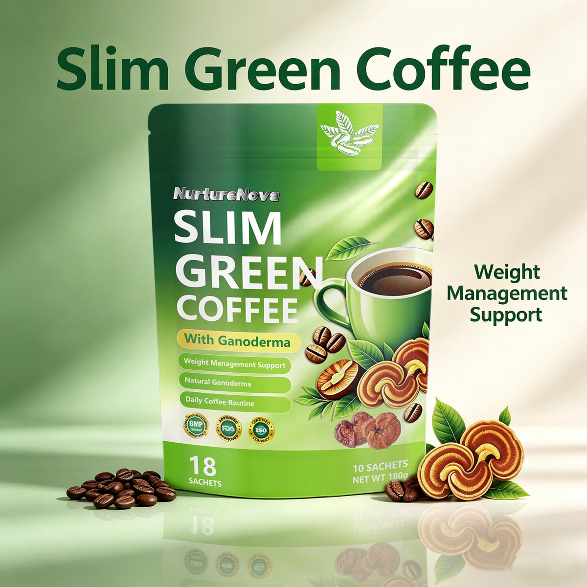Ganoderma Green Coffee - Daily Wellness Support | 10 Sachets |Dropship