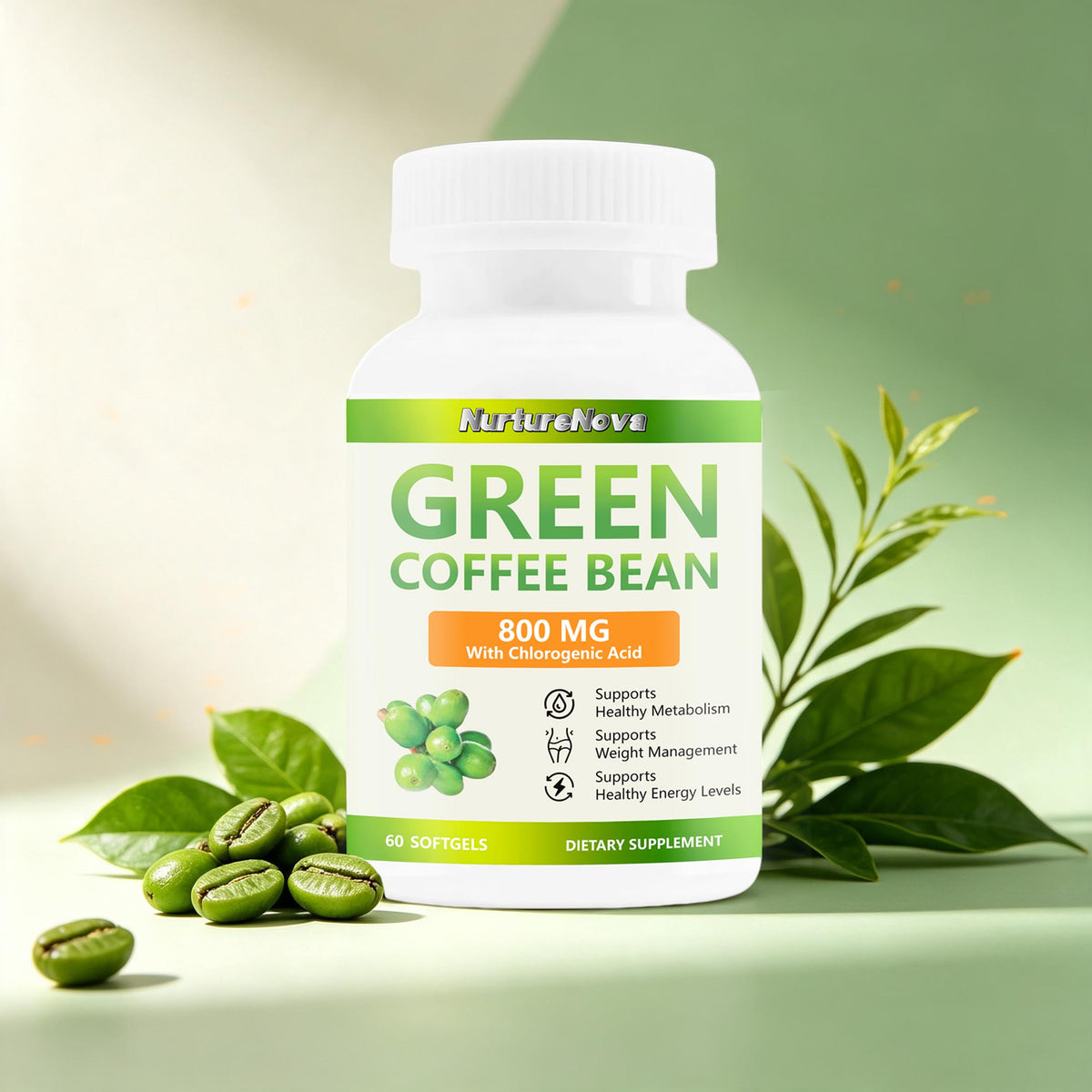 Green Coffee Bean Softgels‑Supports Metabolism | 60 Softgels |Dropship