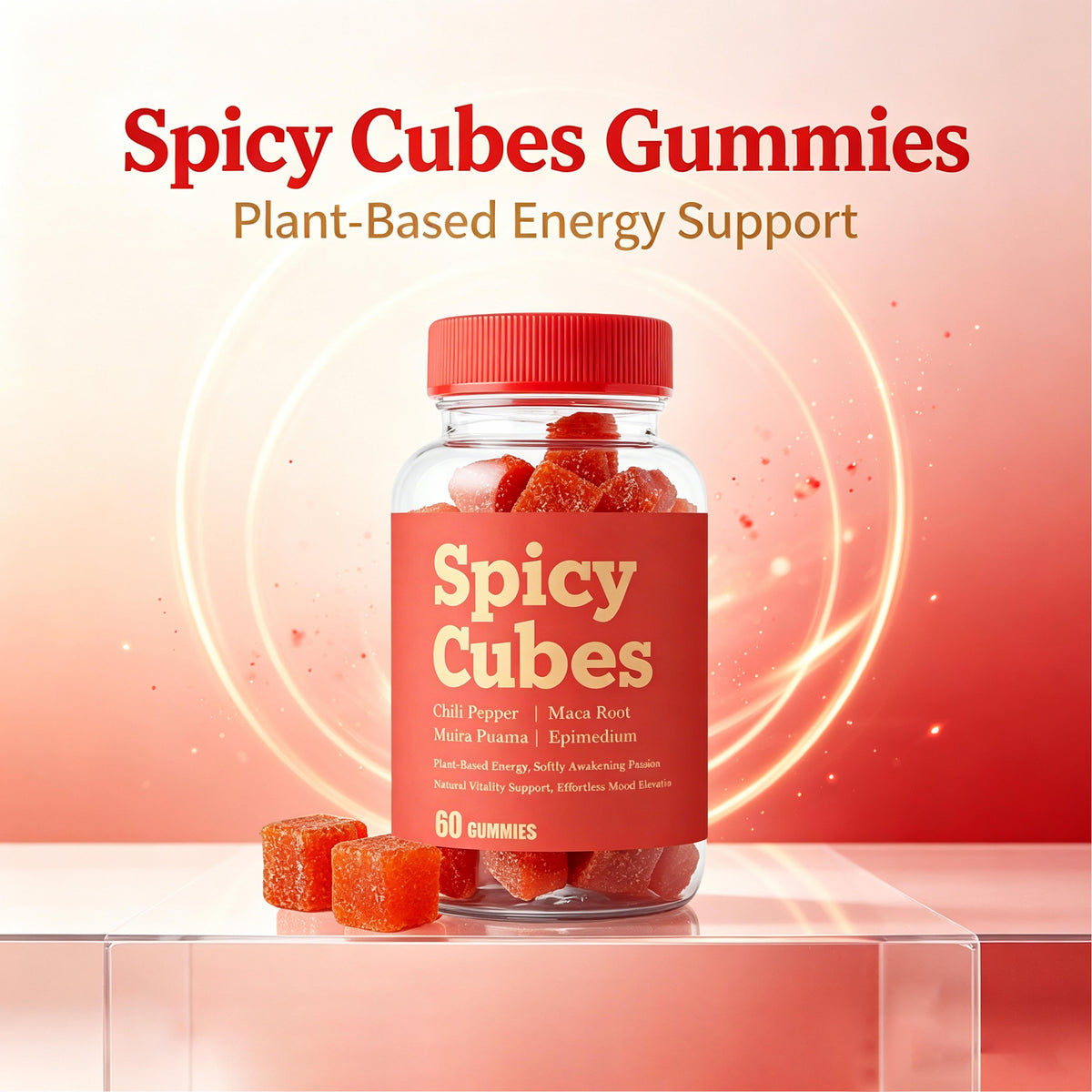 Spicy Cubes Gummies - Natural Vitality Support | 60 Gummies | Dropship