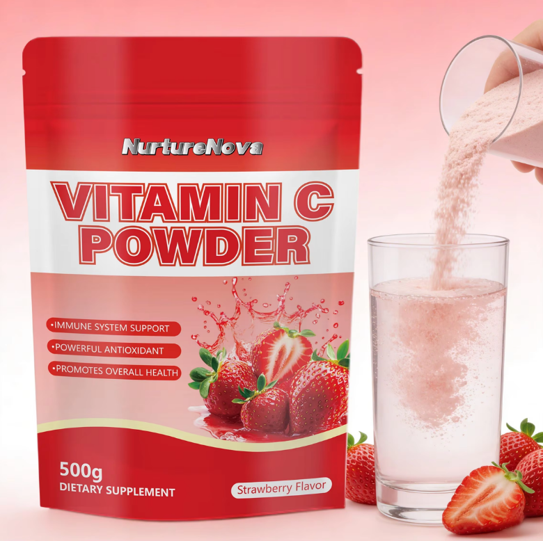 Strawberry Vitamin C Powder - Immune & Antioxidant Support | 500g | Dropship