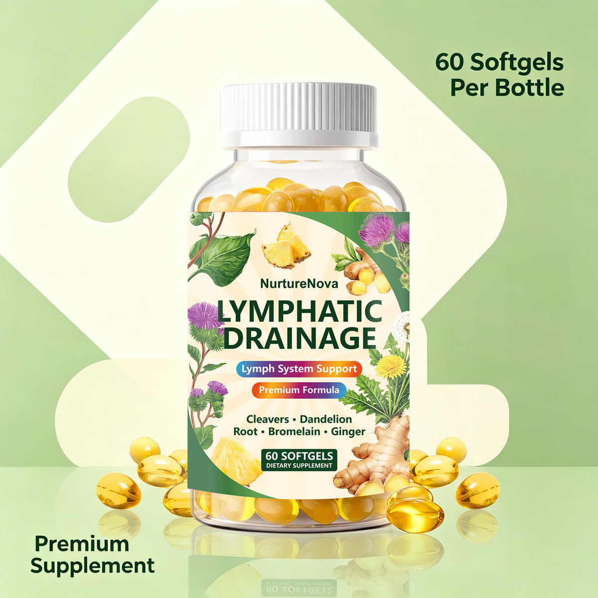 Lymphatic Drainage Softgels-Lymph System Support|60 Softgels| Dropship