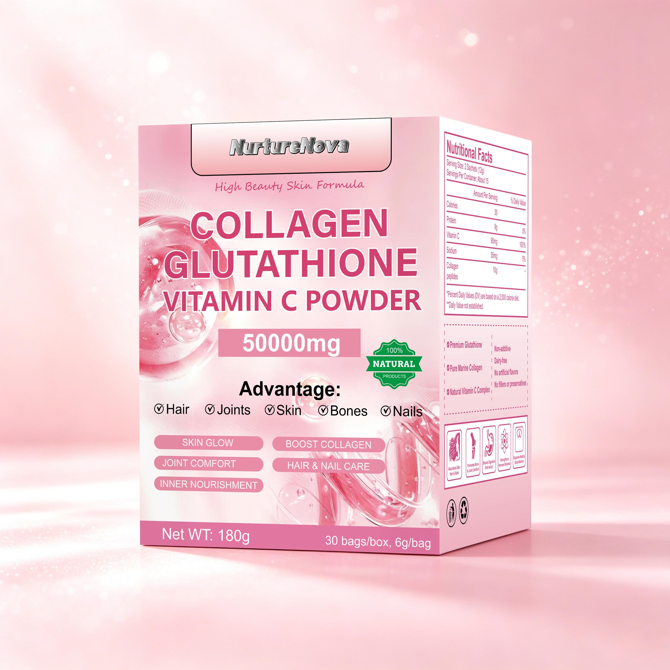 Collagen Glutathione Powder - Skin Wellness Support |30 Bags| Dropship
