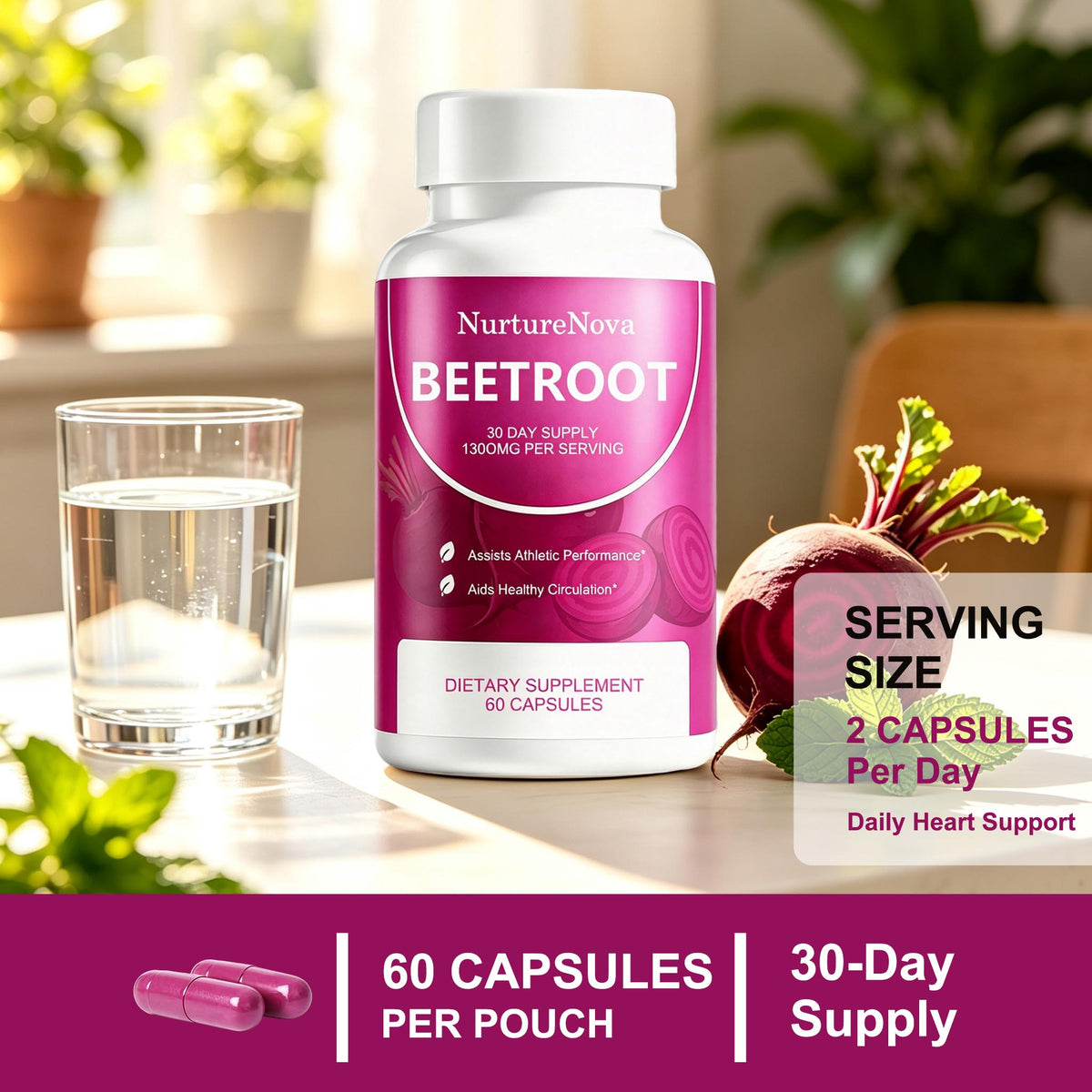 Beetroot Capsules - Sports Wellness Support | 60ct | Dropship