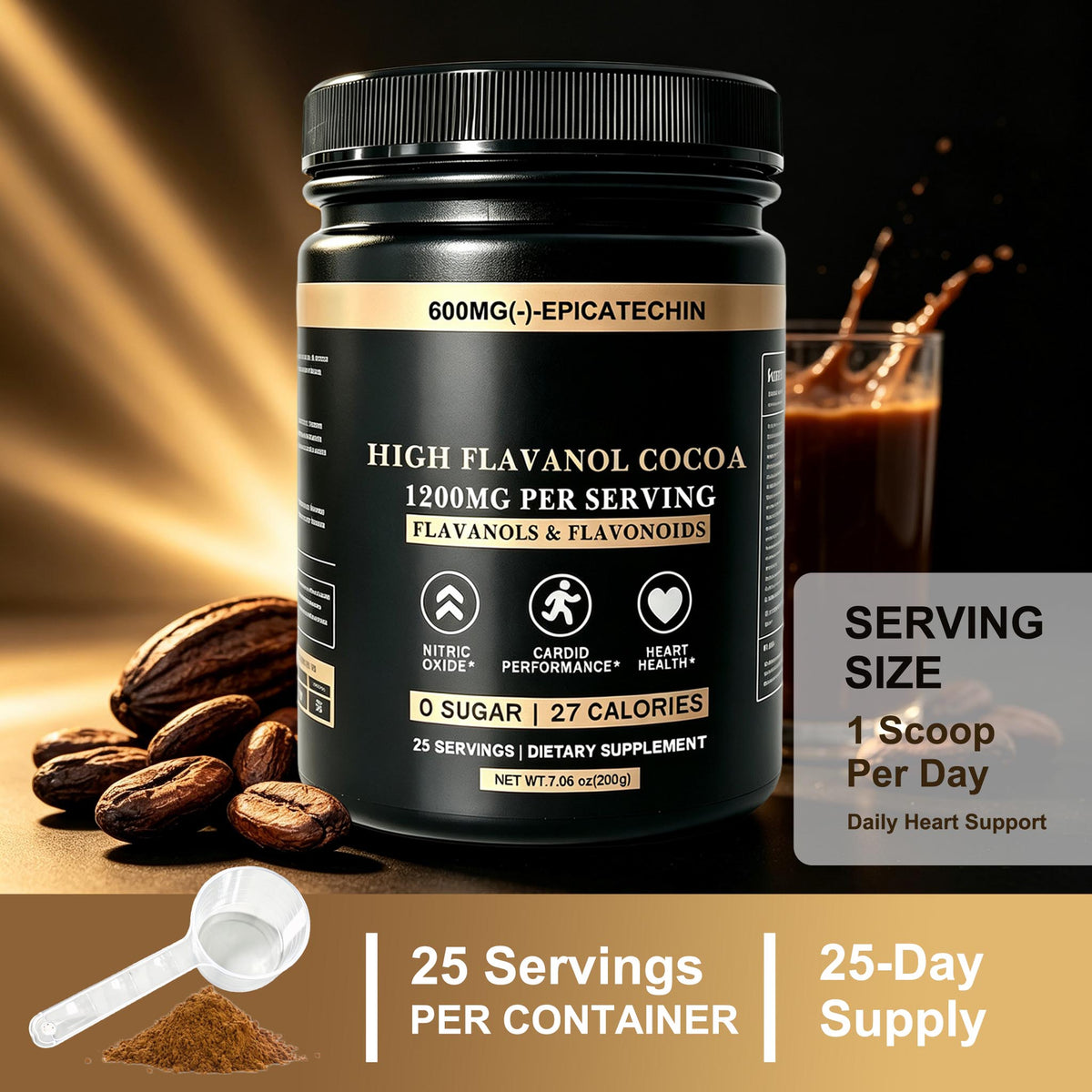 High Flavanol Cocoa Powder - Daily Wellness Support | 200g | Dropship