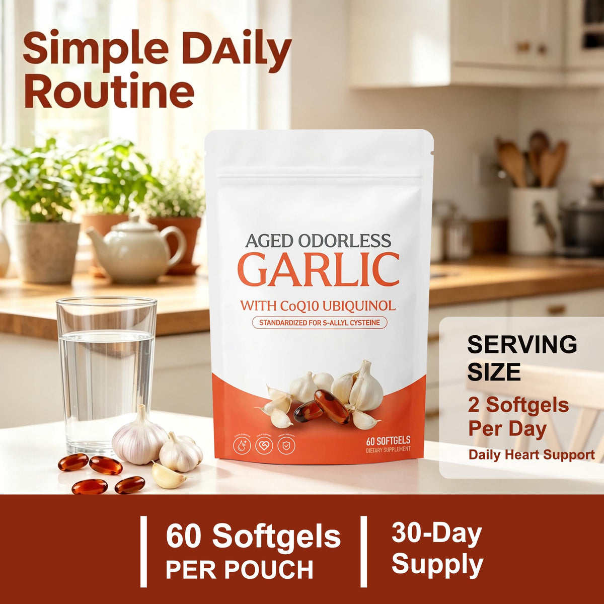 Aged Odorless Garlic Softgels-Antioxidant Support|60 Softgels|Dropship