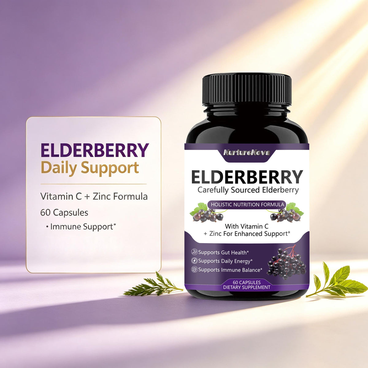 Elderberry Capsules - Gut Health Support | 60 Capsules | Dropship