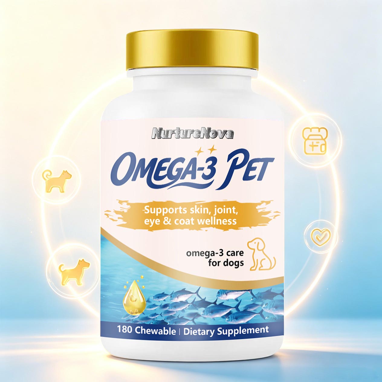 Omega-3 Pet Chewable - Dog Skin Wellness | 180 Chewables | Dropship
