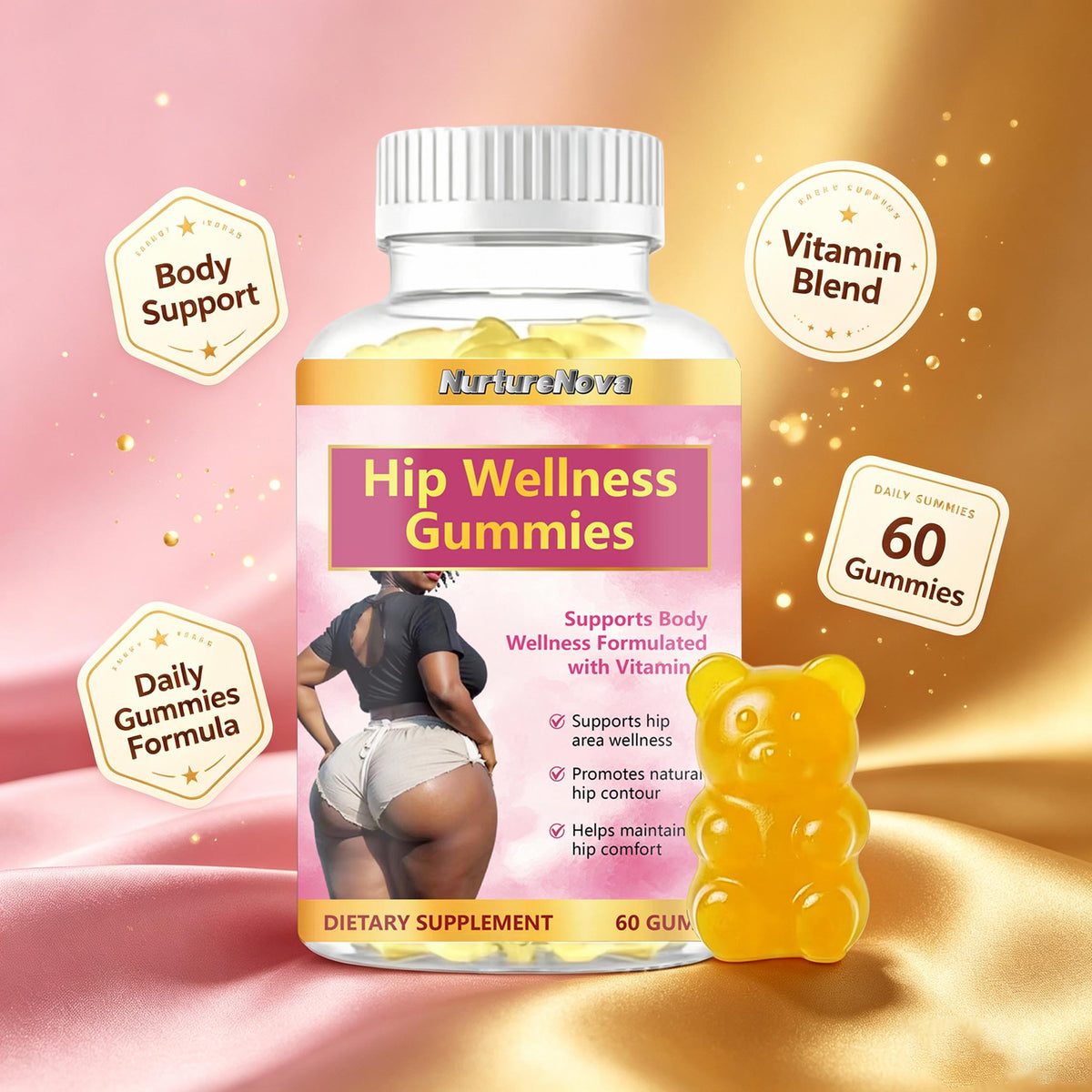 Hip Wellness Gummies - Hip Area Wellness | 60 Gummies | Dropship