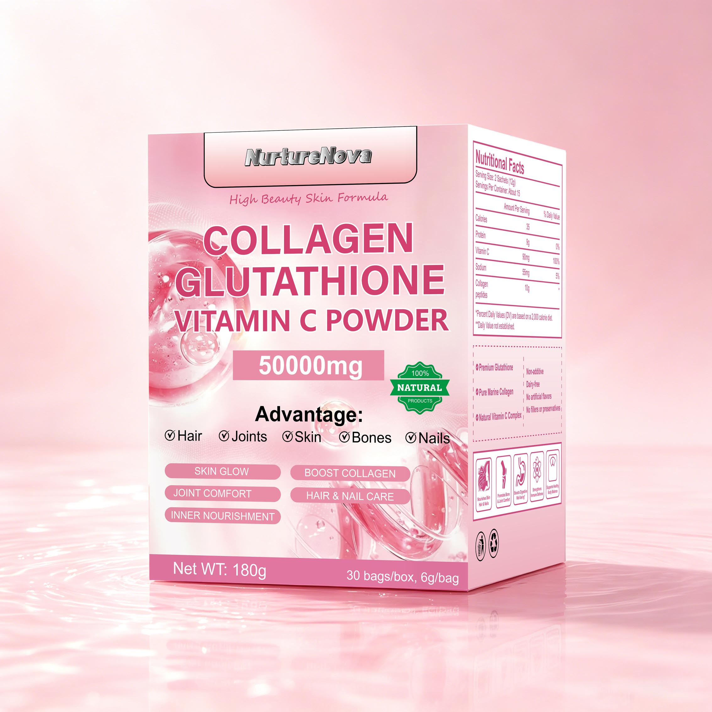 Collagen Glutathione Powder - Skin Wellness Support |30 Bags| Dropship