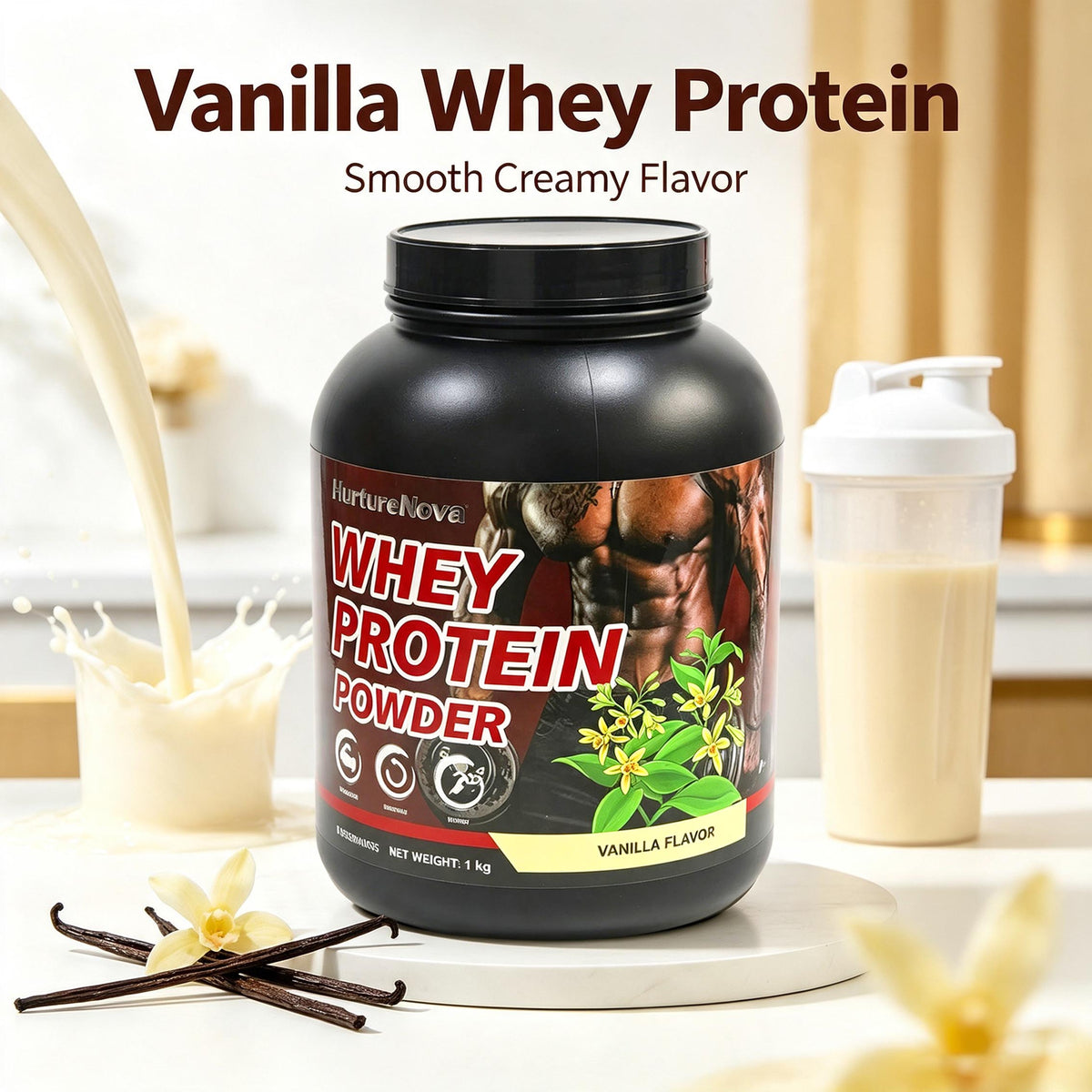Whey Protein Powder - Muscle Support | Vanilla Flavor | Dropship