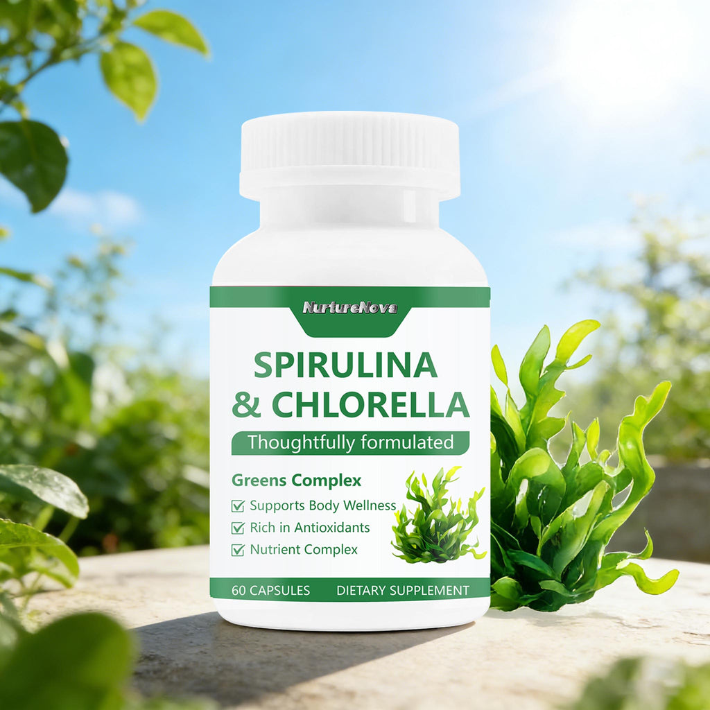 Spirulina & Chlorella Capsules Super Greens | 60ct | Dropship