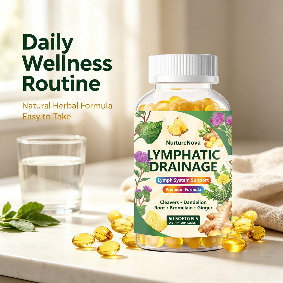 Lymphatic Drainage Softgels-Lymph System Support|60 Softgels| Dropship
