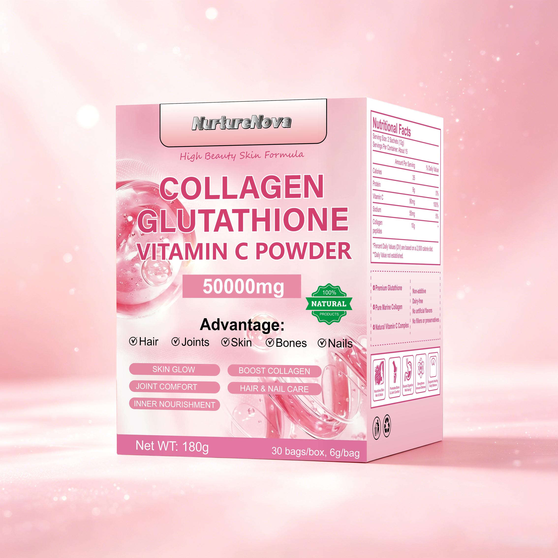 Collagen Glutathione Powder - Skin Wellness Support |30 Bags| Dropship
