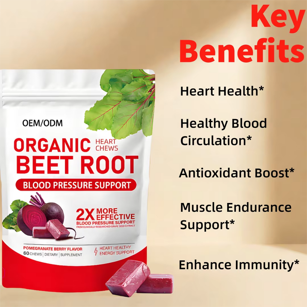 Beet Root Chews + Grape Seed - Heart Health |60ct | Dropship