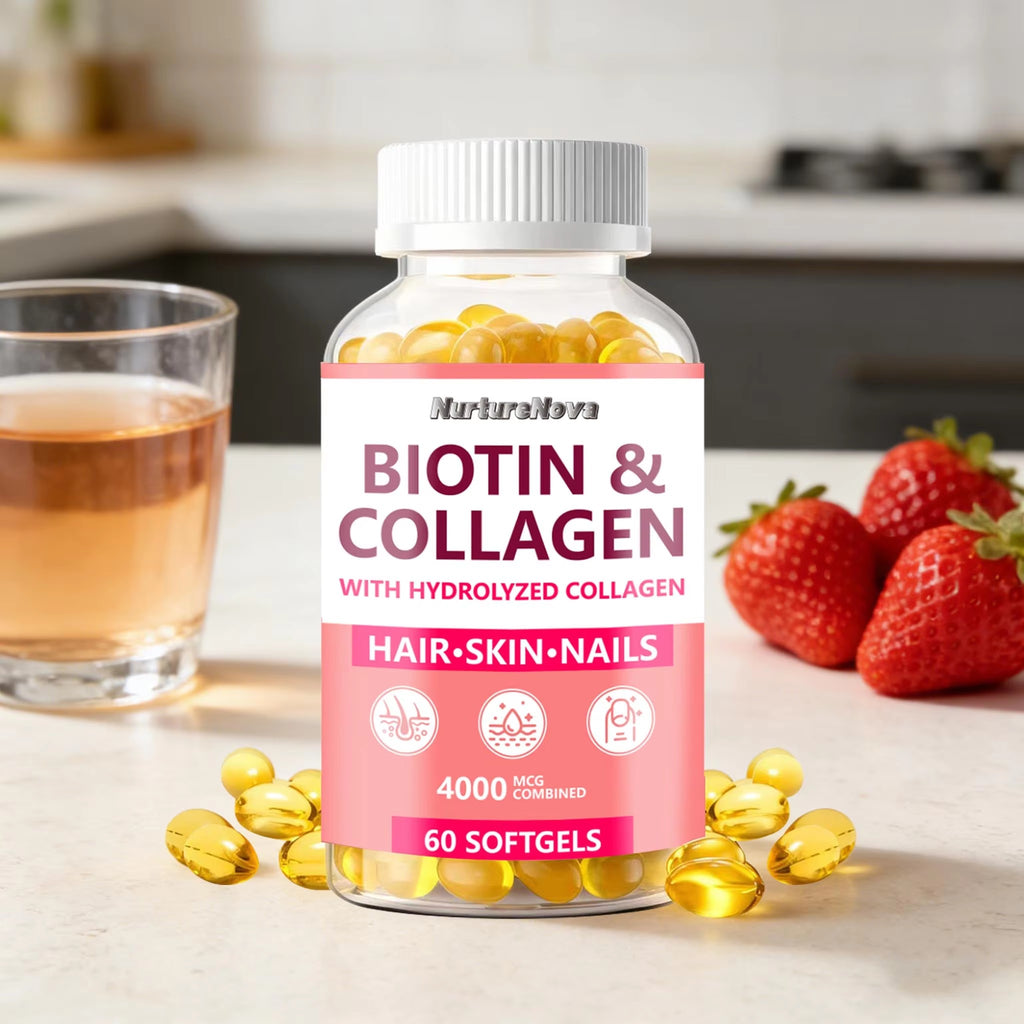 Biotin & Collagen Softgels - Healthy Hair Skin & Nails | 60 Softgels | Dropship
