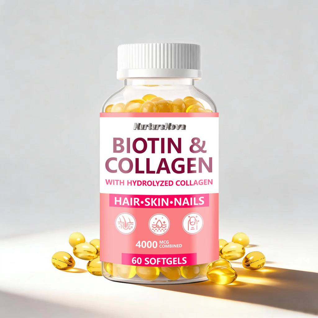 Biotin & Collagen Softgels - Healthy Hair Skin & Nails | 60 Softgels | Dropship