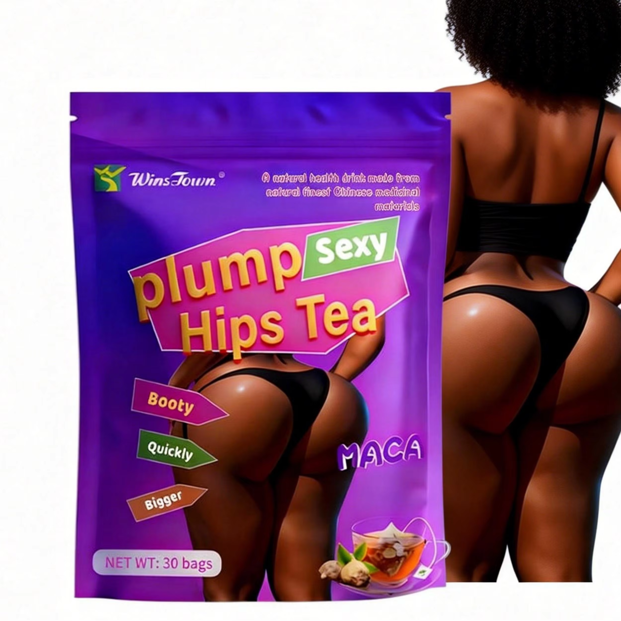 Plump Hips Tea - Maca-infused Herbal Support | 30 Bags | Dropship