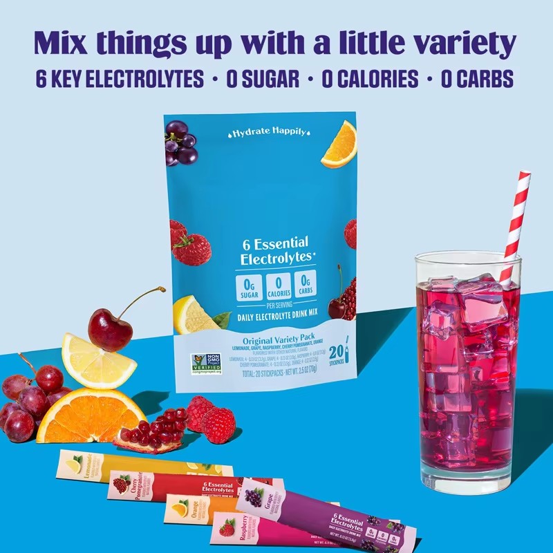 6 Essential Electrolytes Drink Mix - Hydration Support | 20 Stickpacks | Dropship