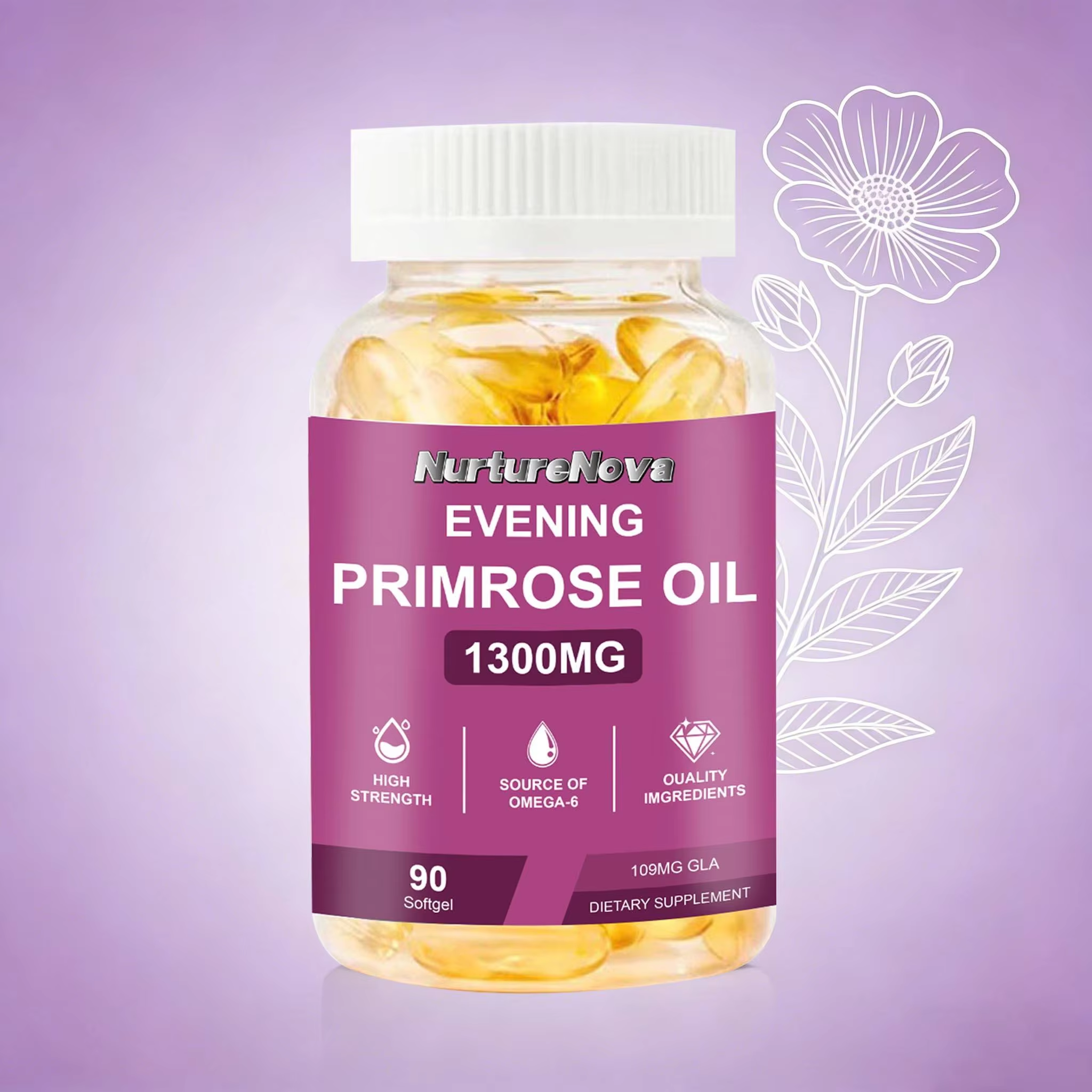 Primrose Oil Softgels - Female Wellness Support | 90 Softgels | Dropship