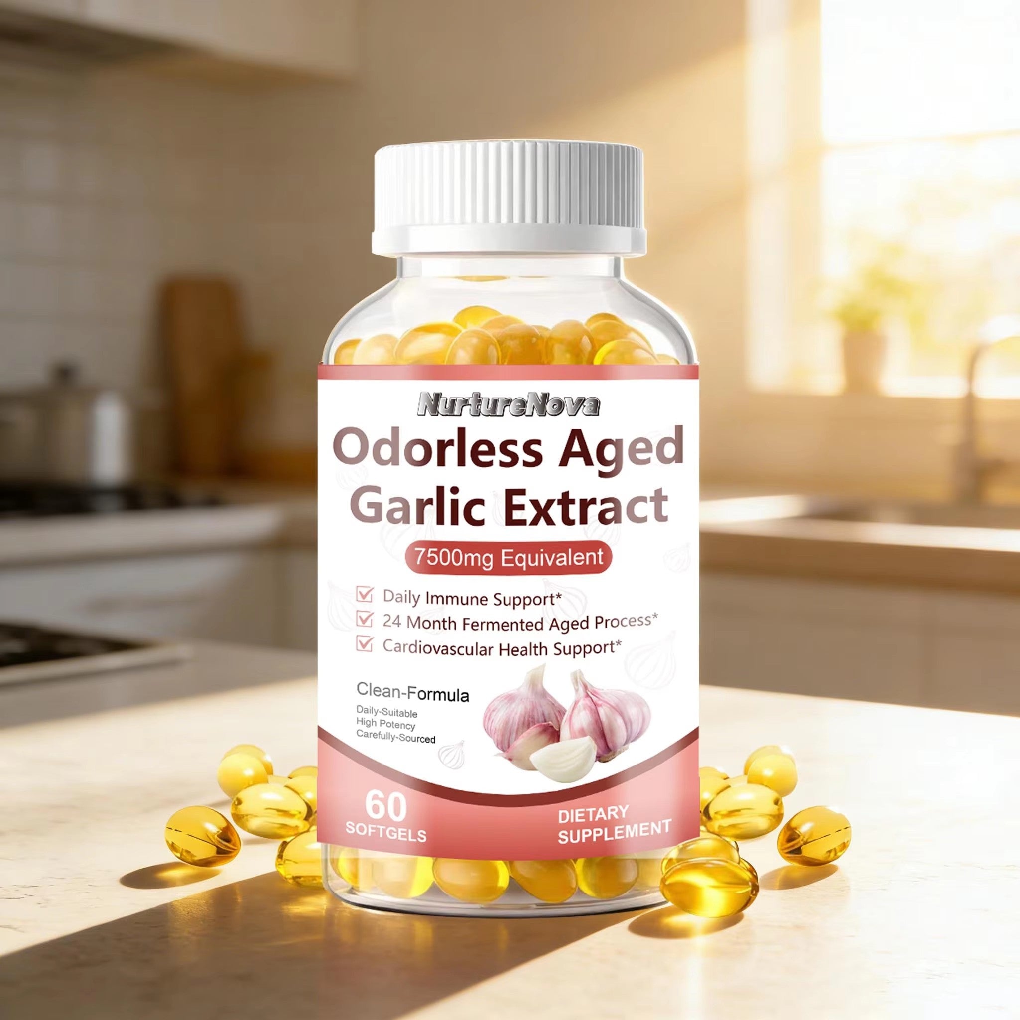 Odorless Aged Garlic Extract Softgels-Support Cardiovascular Health|60ct|Dropship
