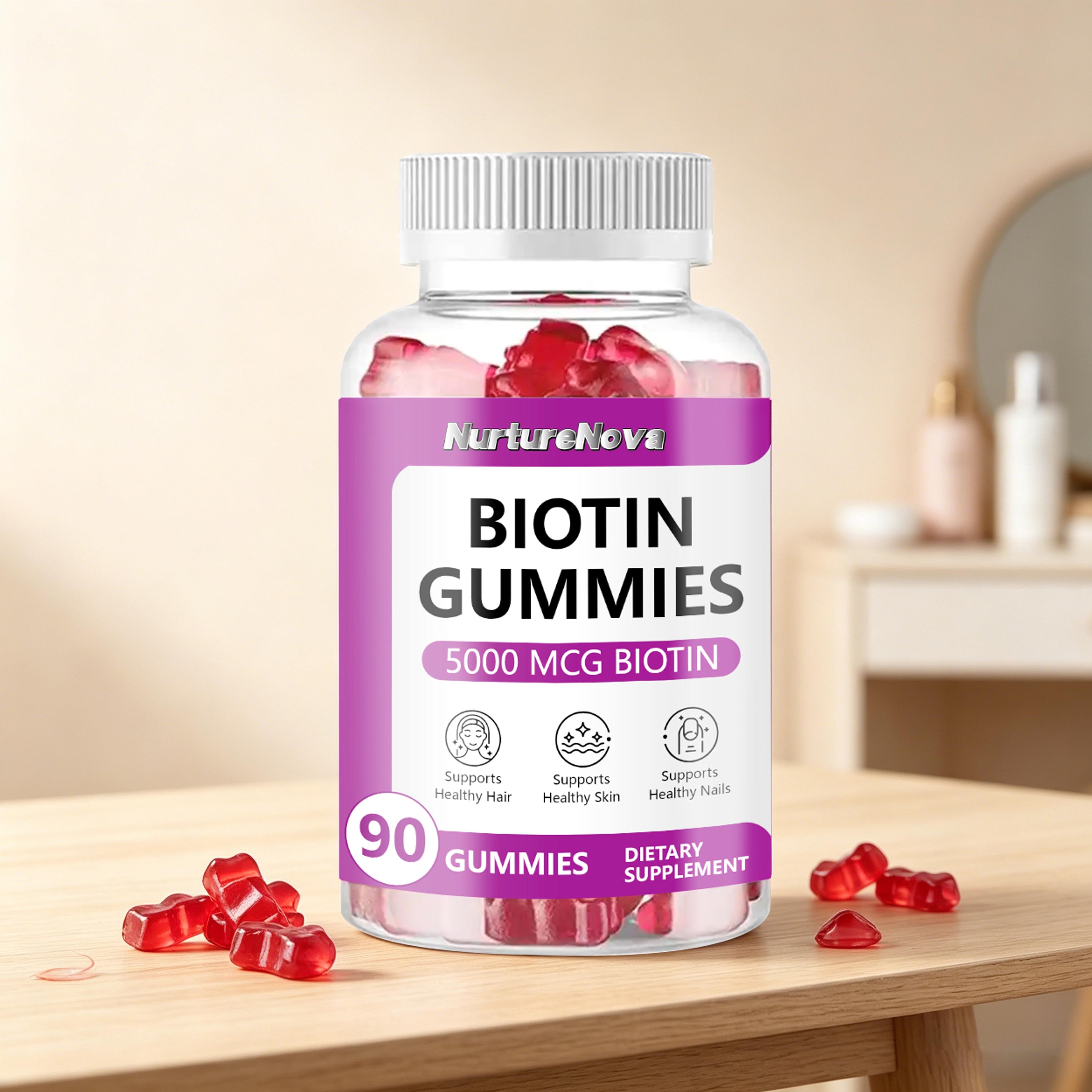Biotin Gummies - Hair Skin Nail Support |90 Gummies|Dropship
