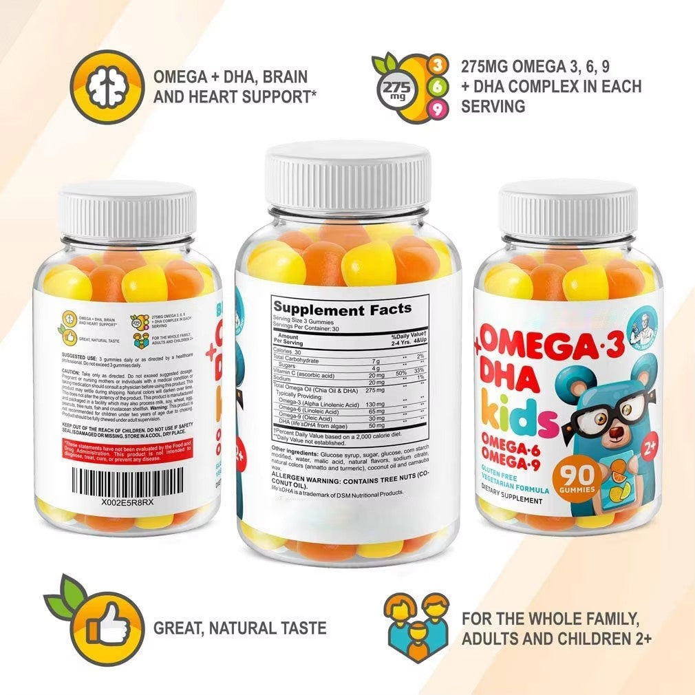 Kids Omega 3 Gummies - Health Support |90 Vegetarian Gummies| Dropship