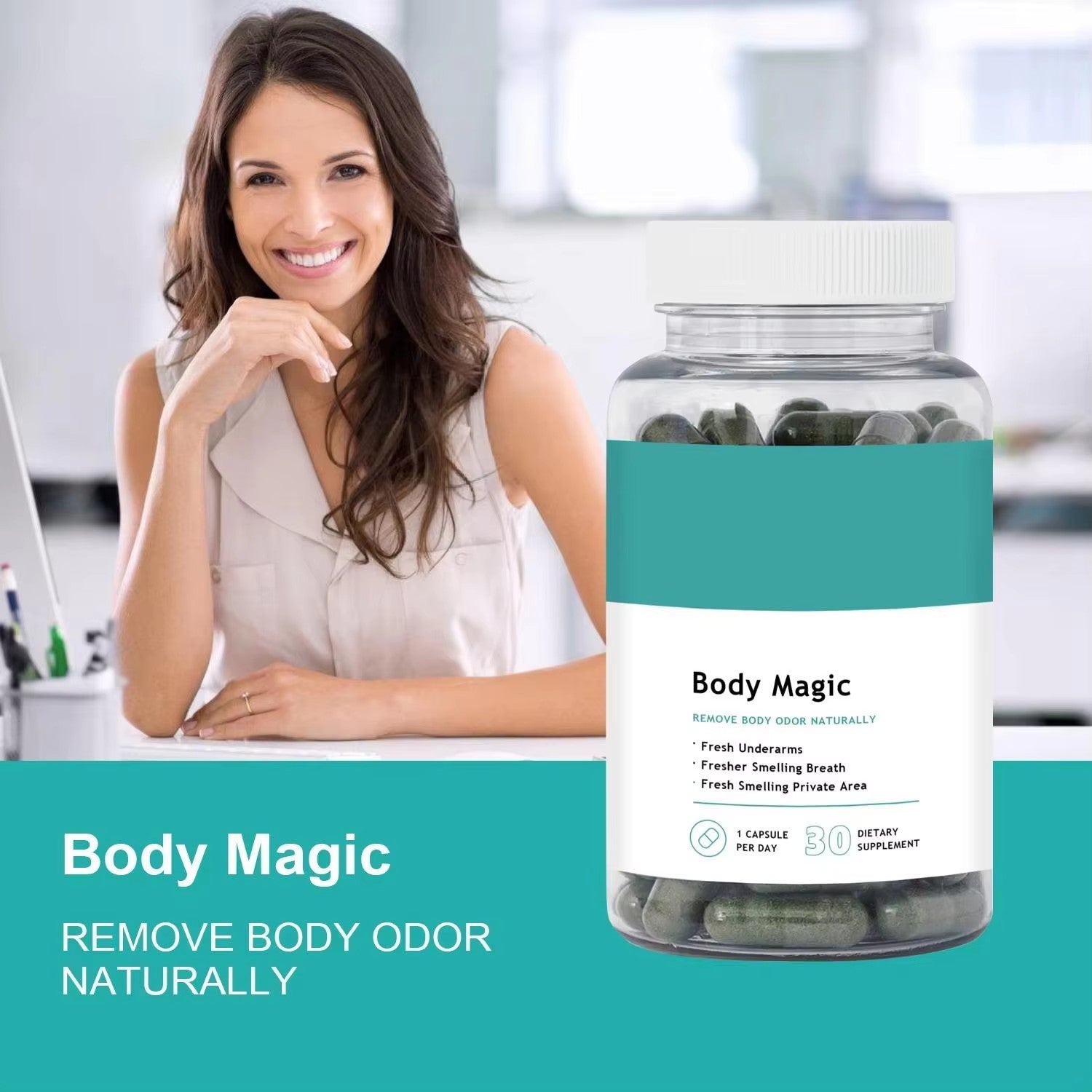 Natural Body Odor Capsules - Fresh Scent & Odor Control | 30ct | Dropship