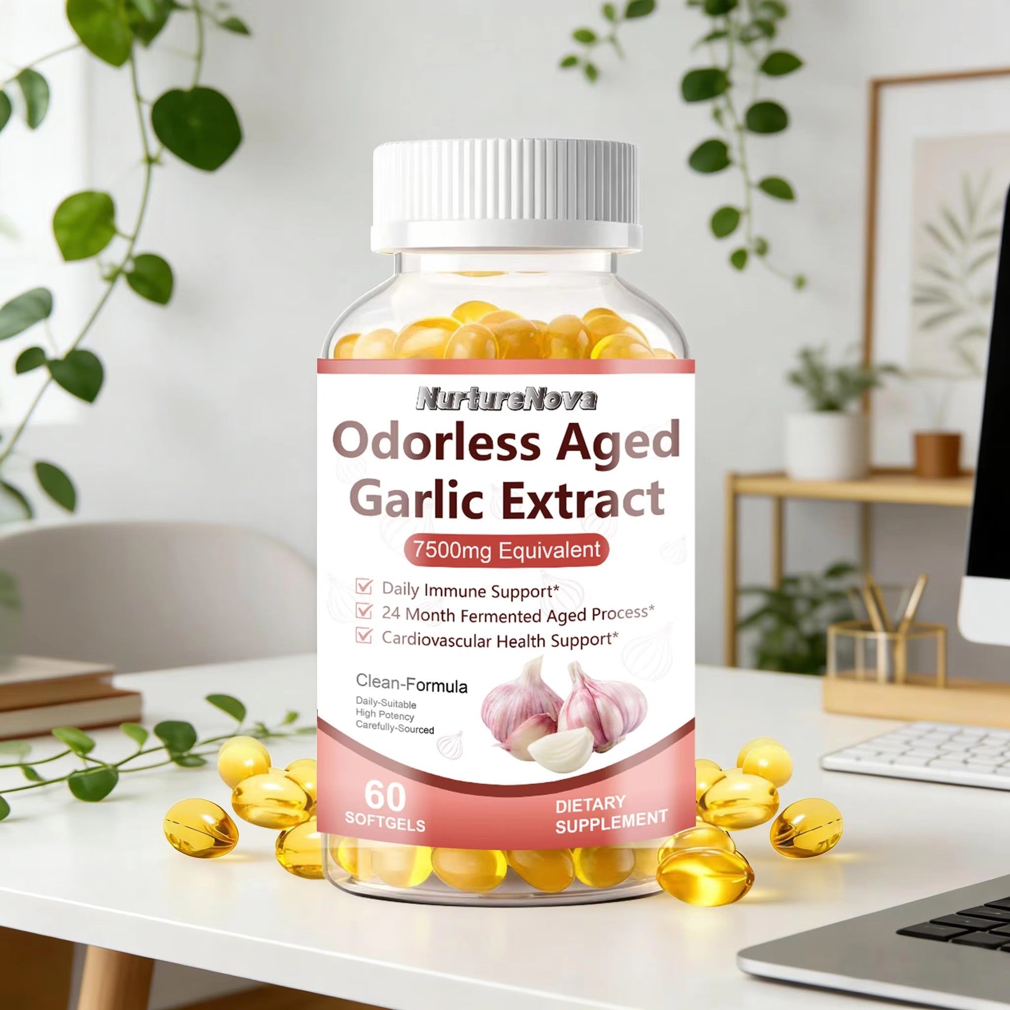 Odorless Aged Garlic Extract Softgels-Support Cardiovascular Health|60ct|Dropship