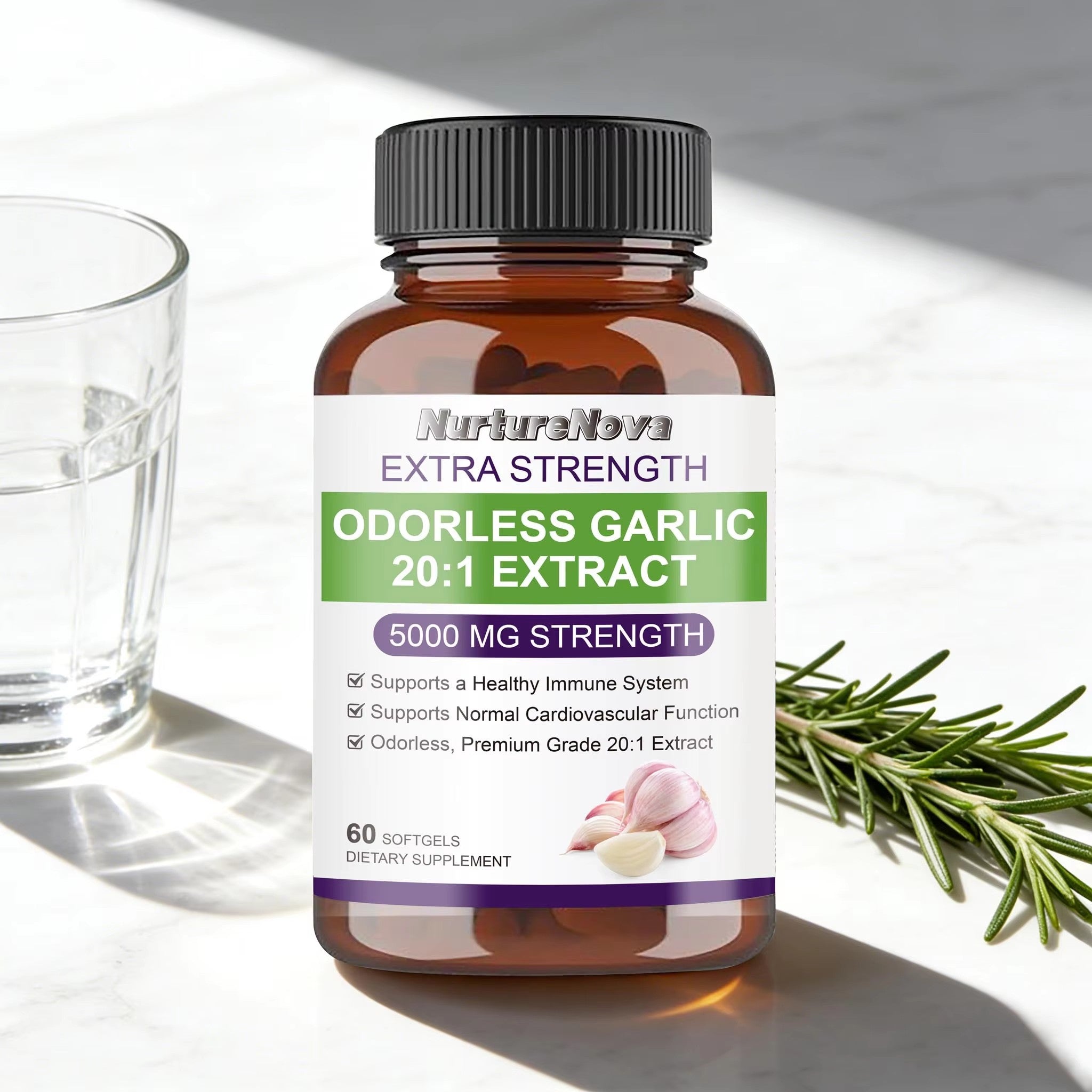 Odorless Garlic 20:1 Extract Softgels - Cardiovascular Health |60 Softgels|Dropship