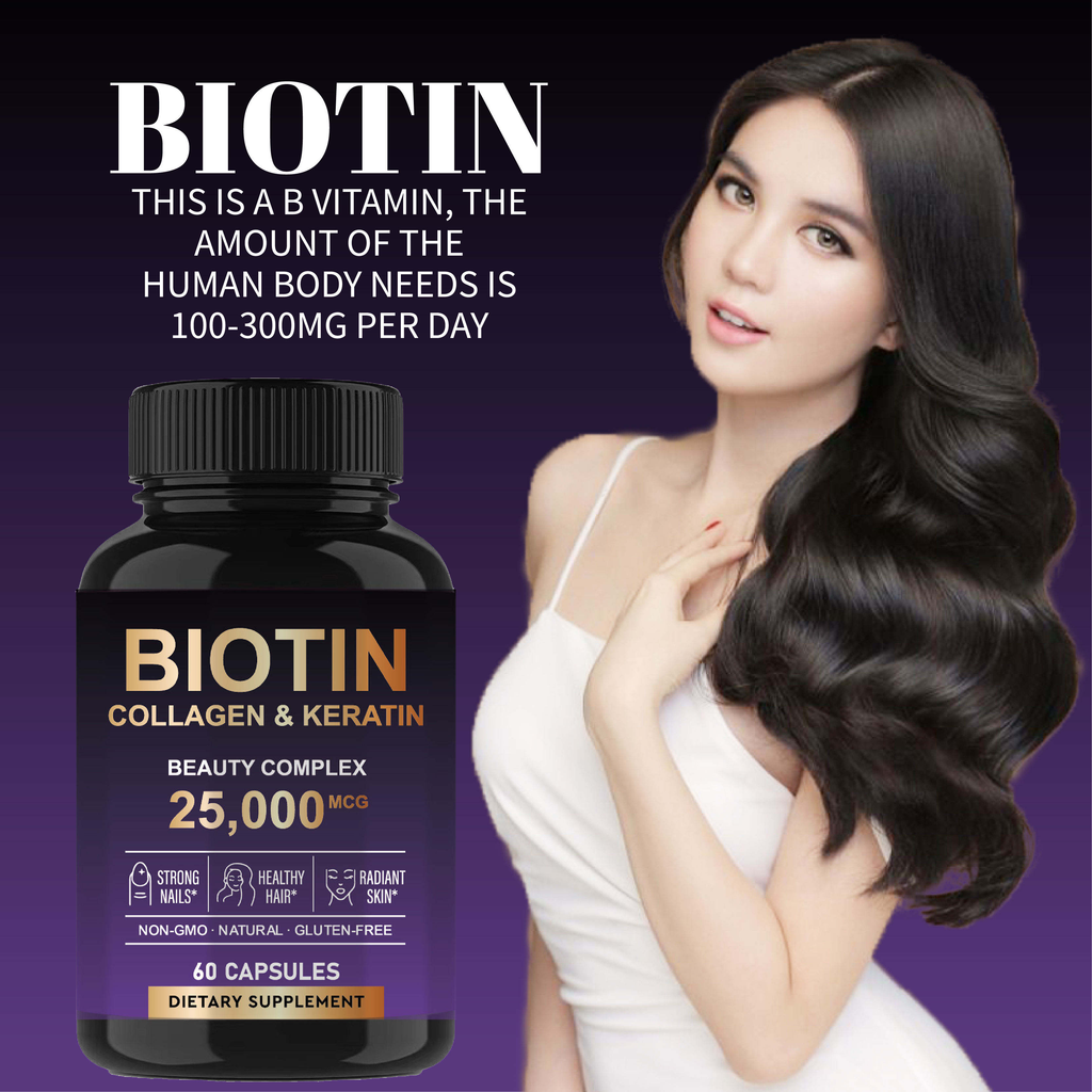 Biotin Collagen Keratin Beauty Complex Capsules-Support Healthy Hair Skin|60 Capsules|Dropship
