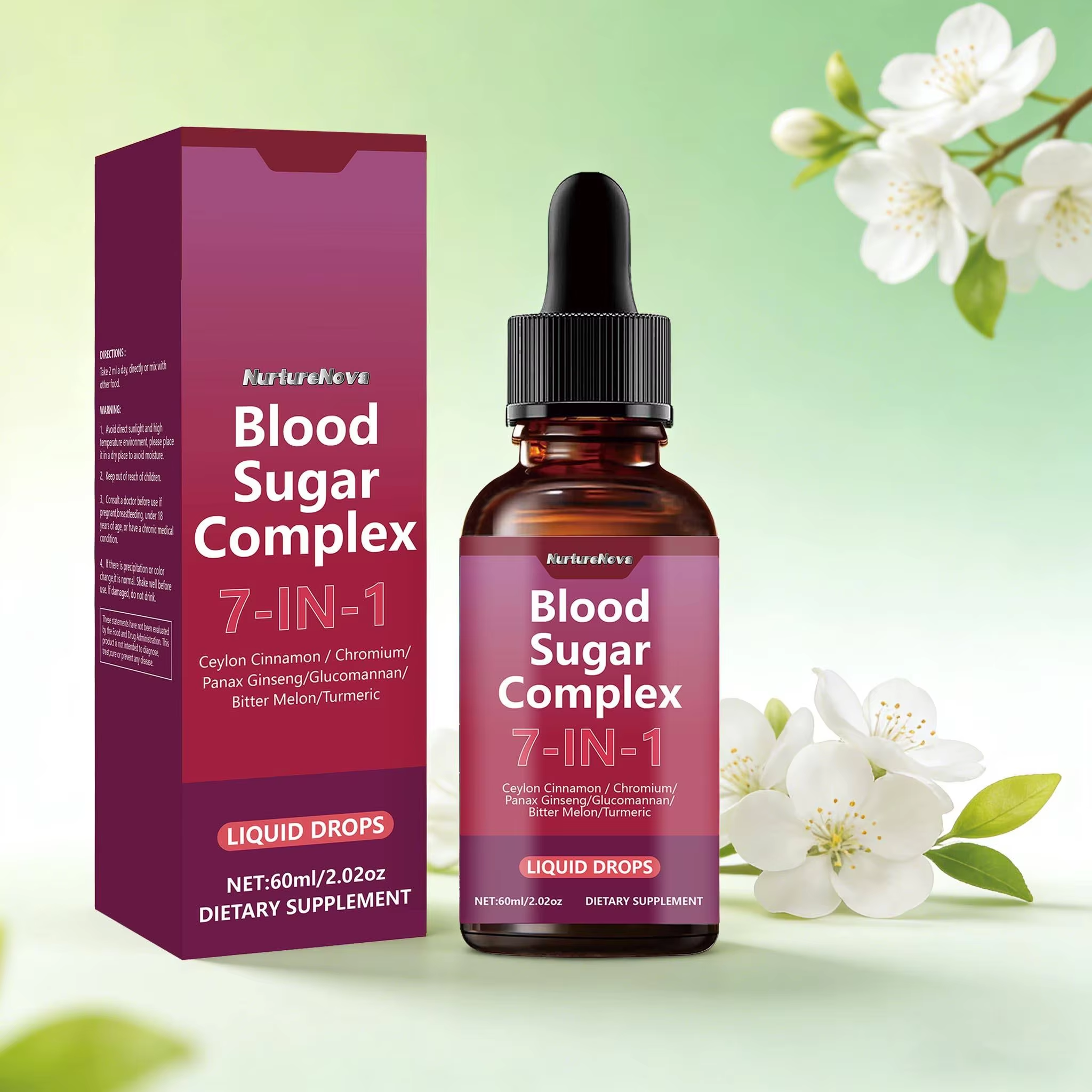 7-in-1 Blood Sugar Complex Drops - Blood Sugar Wellness Support | 60ml | Dropship