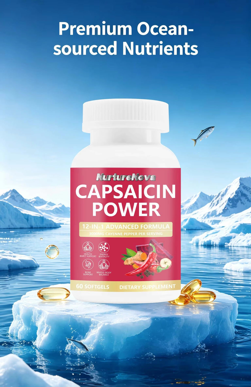 Capsaicin Power Softgels - Energy Support |60 Softgels|Dropship