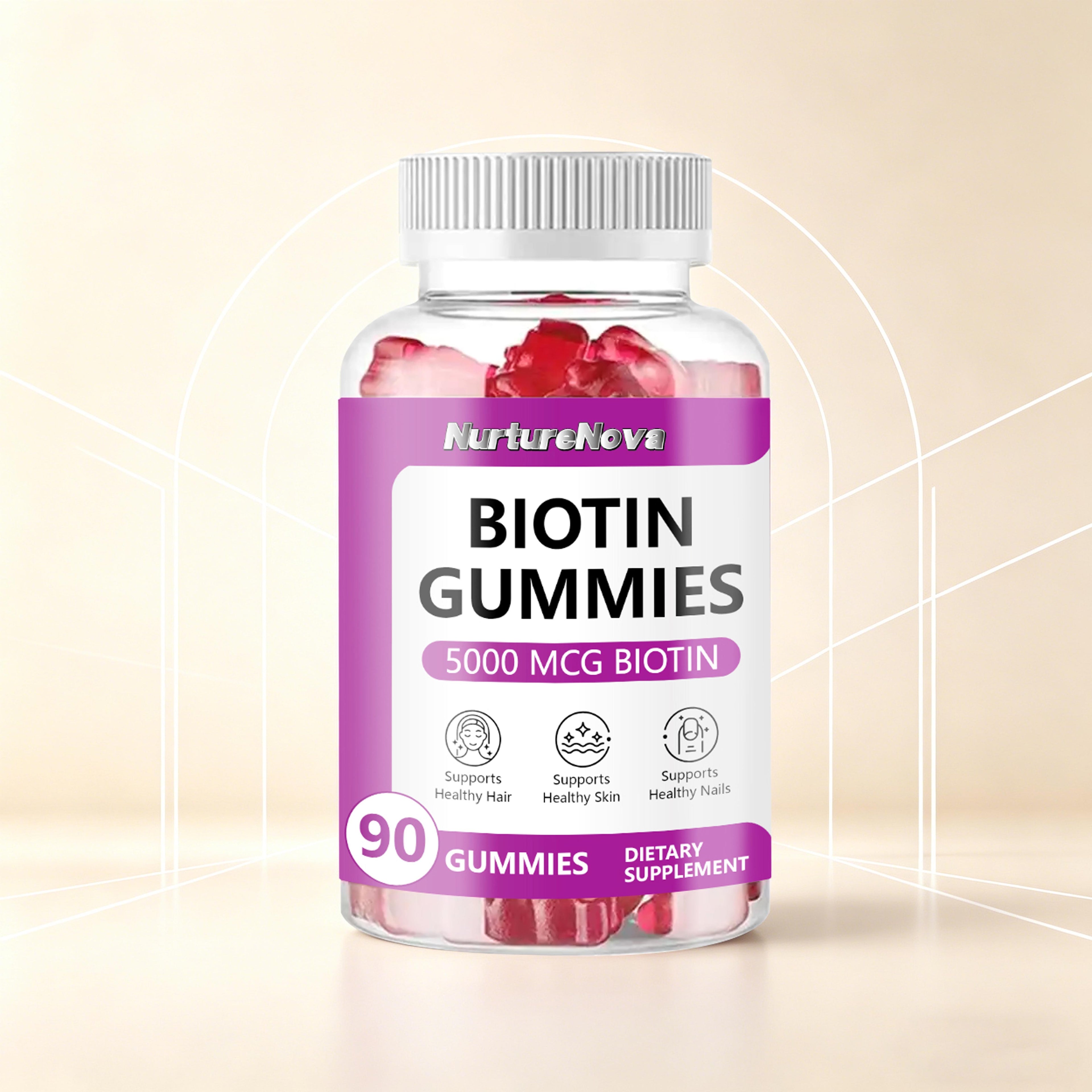 Biotin Gummies - Hair Skin Nail Support |90 Gummies|Dropship