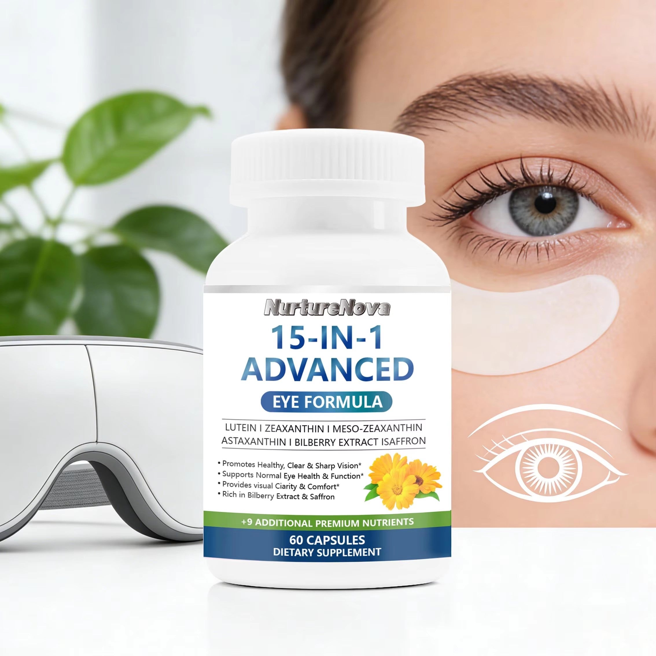 15-in-1 Eye Vitamins Capsule- Visual Clarity & Comfort Support | 60 Capsules | Dropship