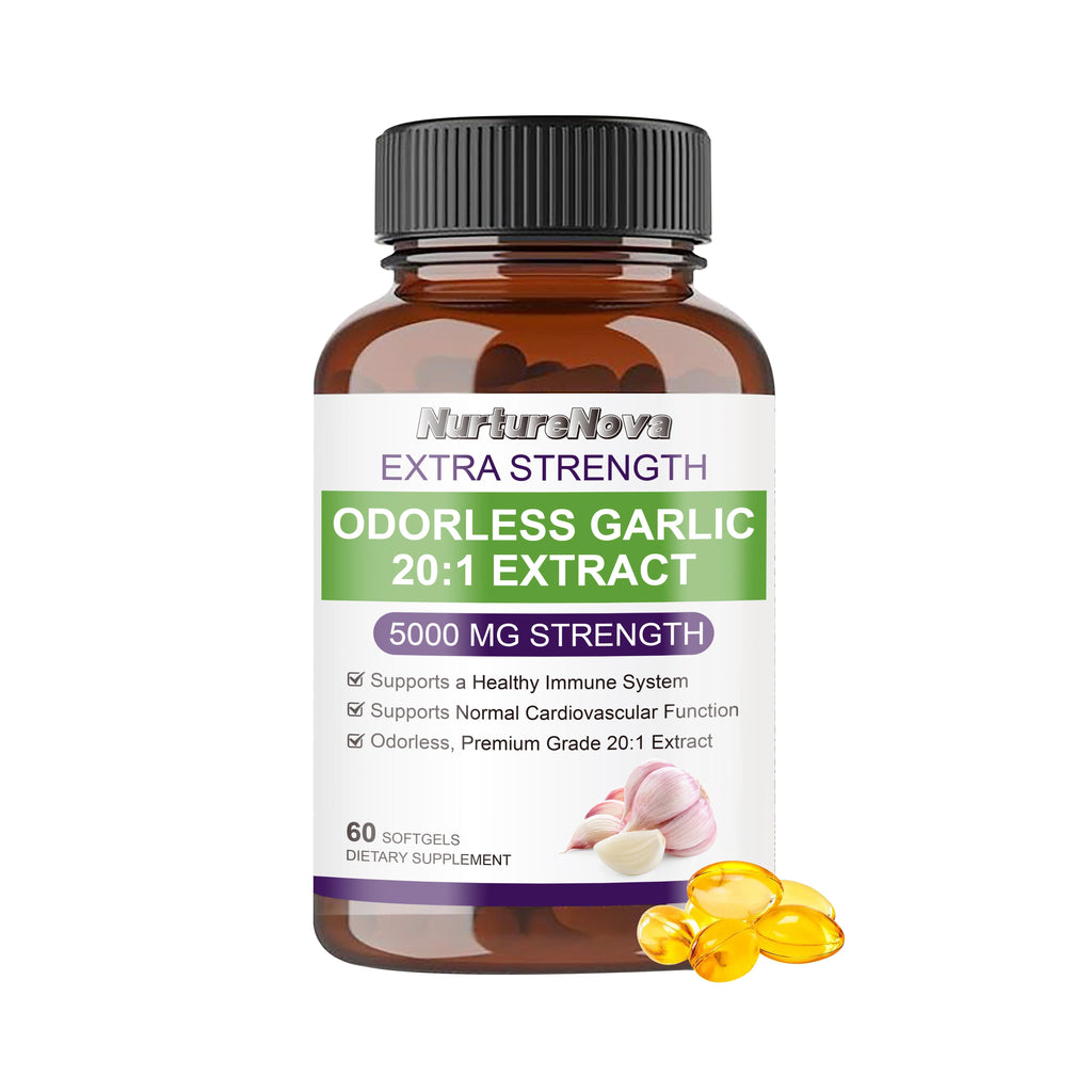 Odorless Garlic 20:1 Extract Softgels - Cardiovascular Health |60 Softgels|Dropship