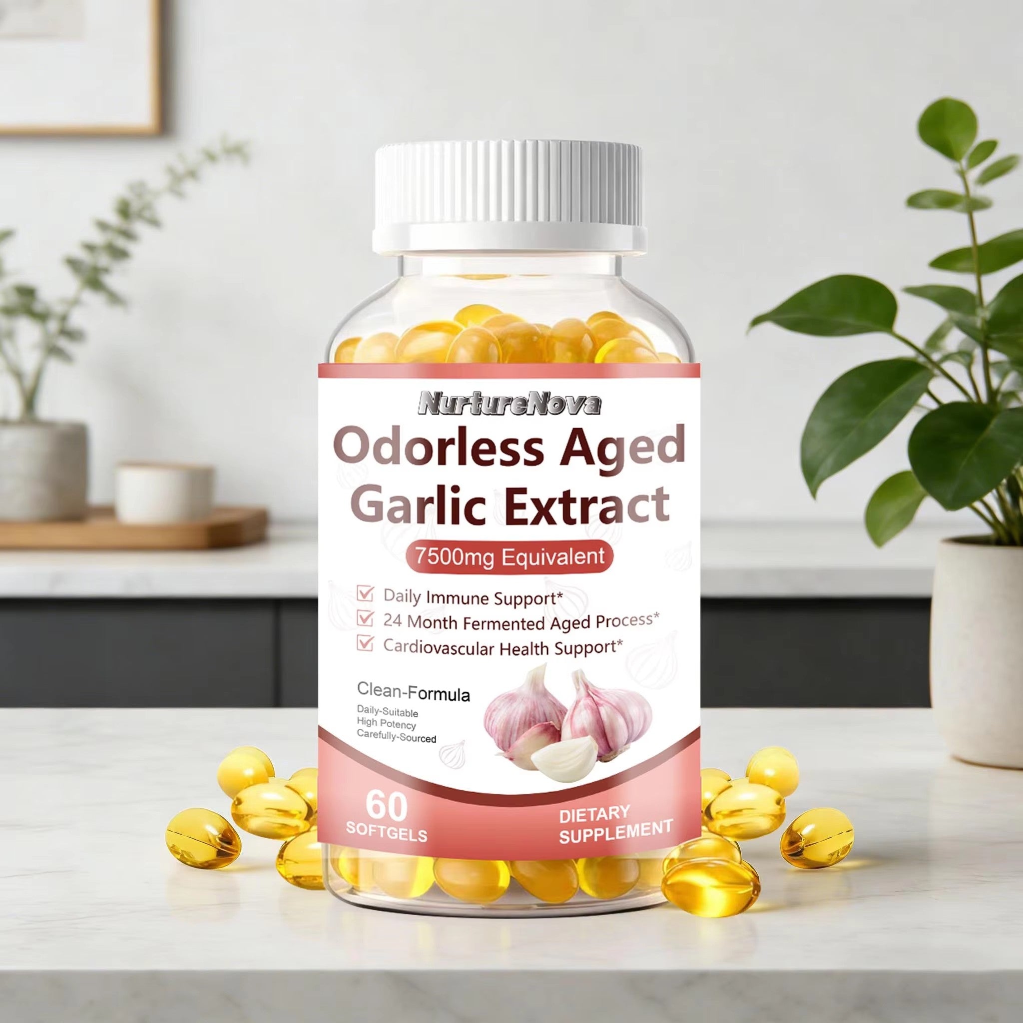 Odorless Aged Garlic Extract Softgels-Support Cardiovascular Health|60ct|Dropship