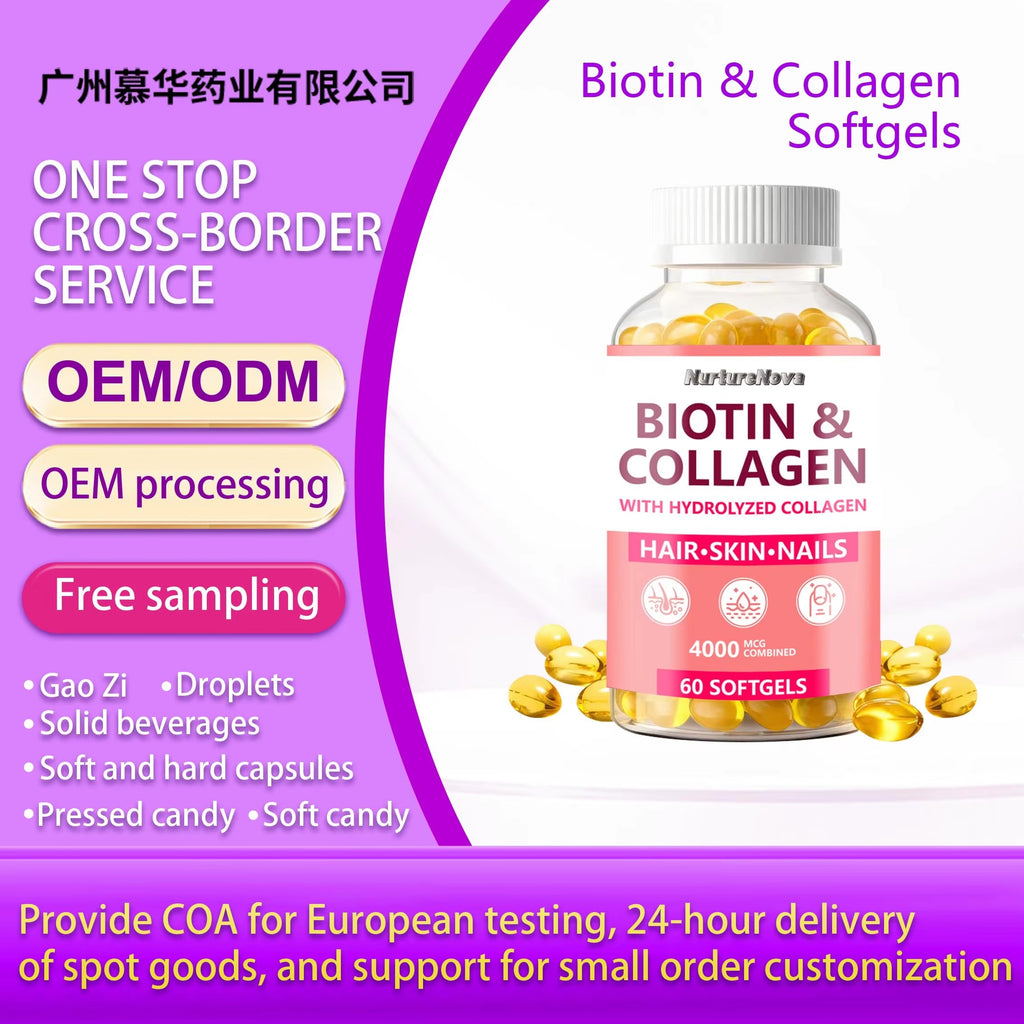 Biotin & Collagen Softgels - Healthy Hair Skin & Nails | 60 Softgels | Dropship