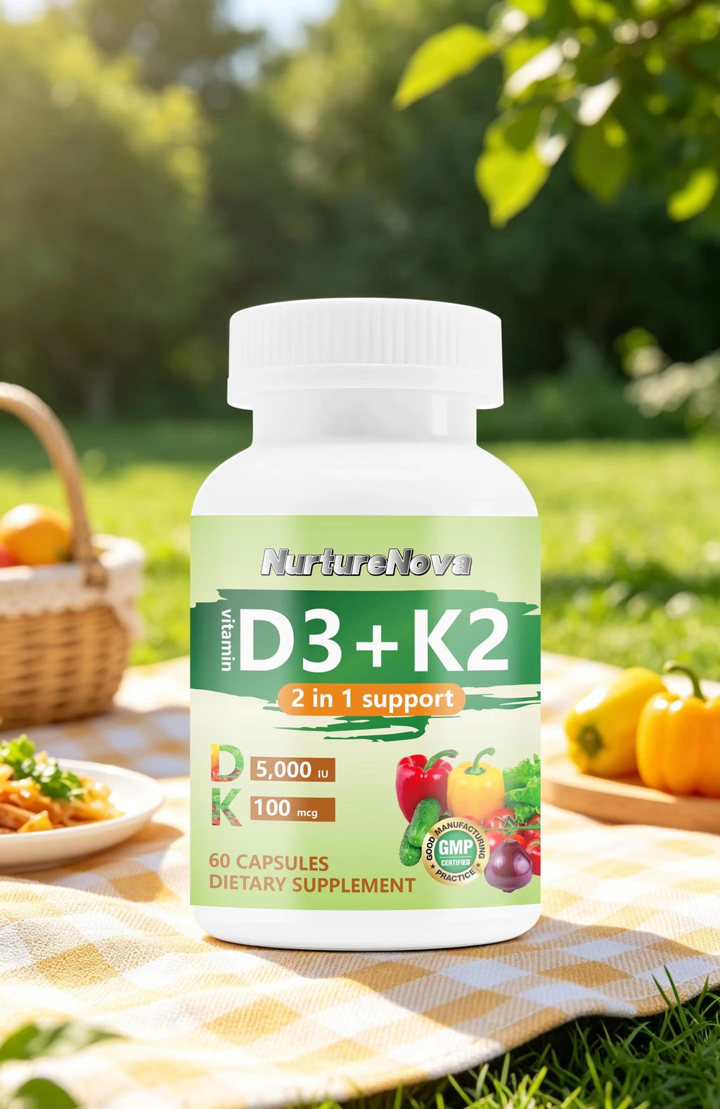 Vitamin D3 K2 Capsules - Body Health Support |60 Capsules|Dropship