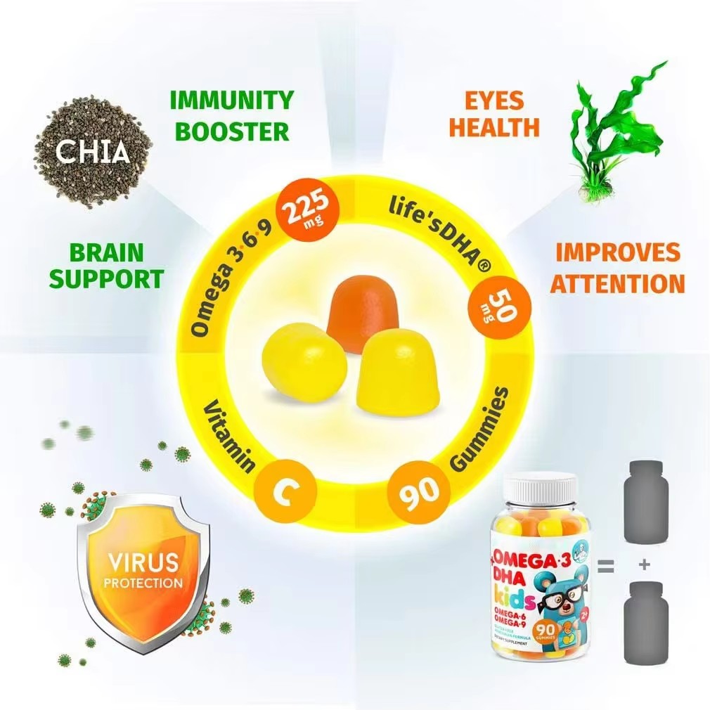 Kids Omega 3 DHA Gummies - Brain Support |90 Gummies|Dropship