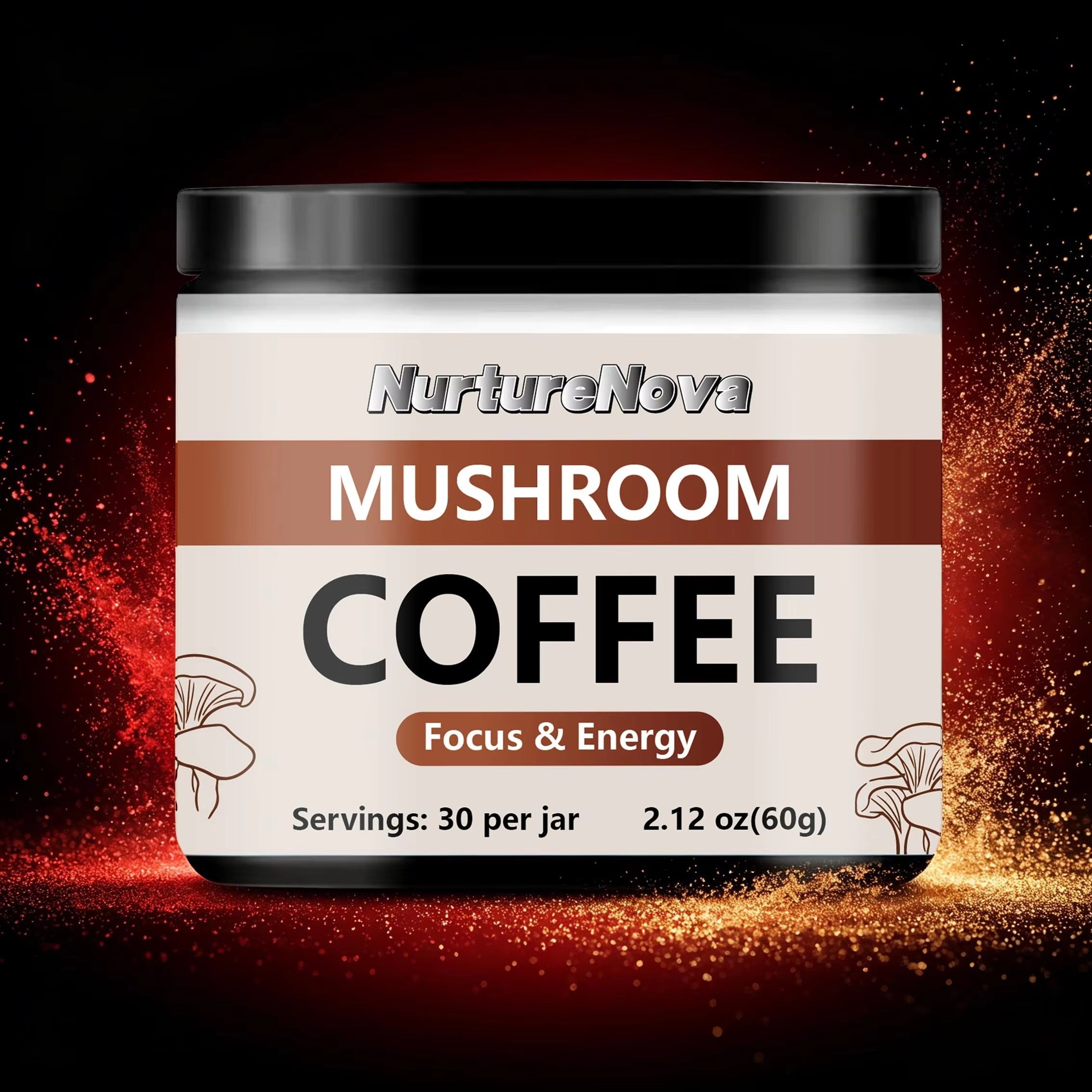 Mushroom Coffee Powder - Support Focus & Natural Energy|60g|Dropship