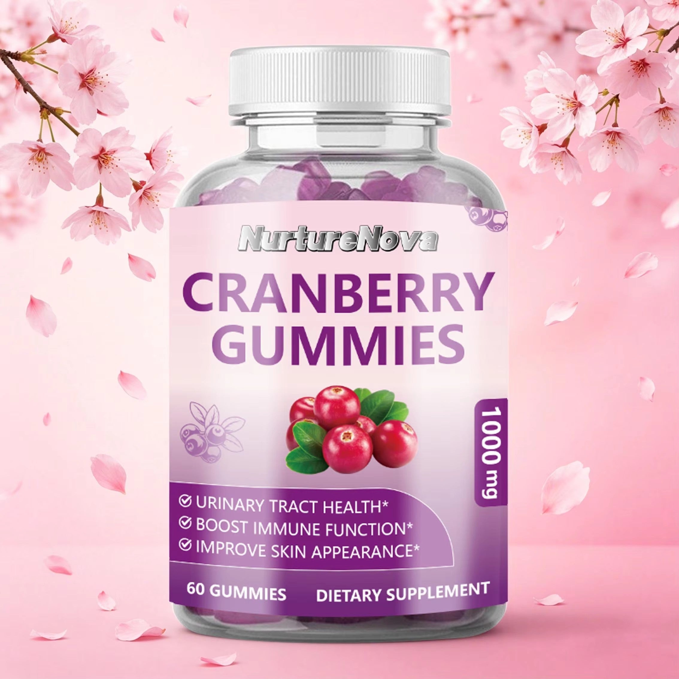 Cranberry Gummies - Support Skin Health | 60 Gummies | Dropship